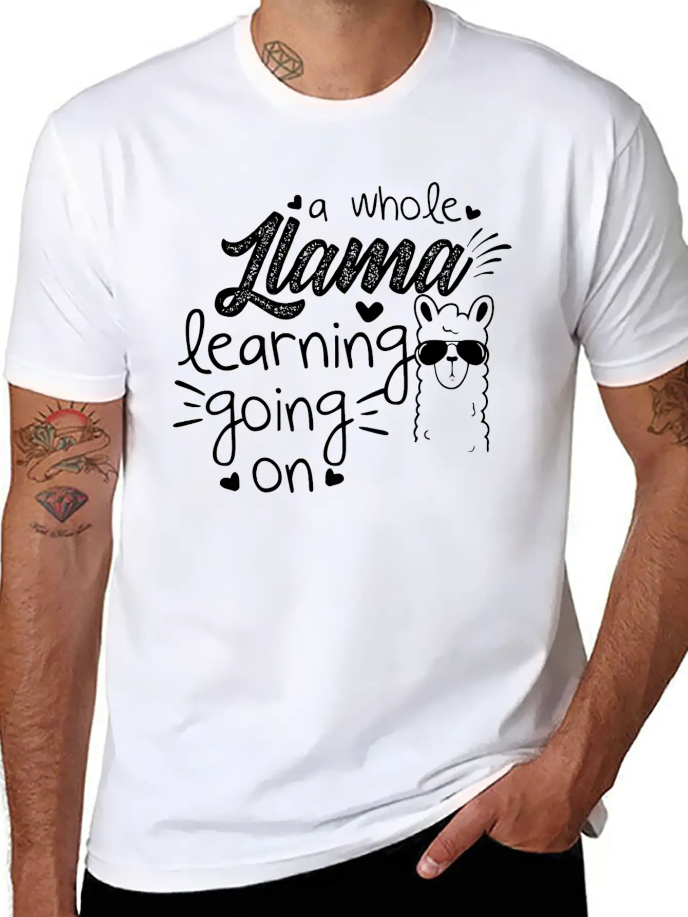 A Whole Llama Learning Going On Essential Cotton Tee For Daily Outfits ¨C Unisex Style