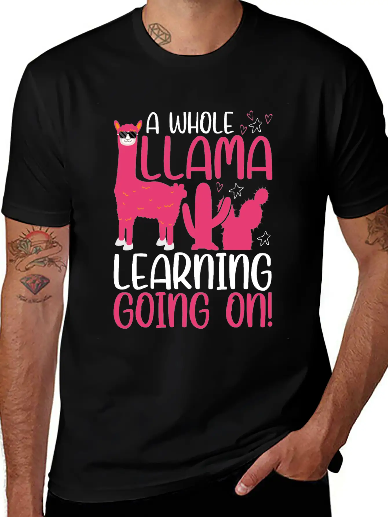 A Whole Llama Learning Going On Kindergarten Teach Basic Graphic T-Shirt ¨C Daily Comfort In Soft Cotton