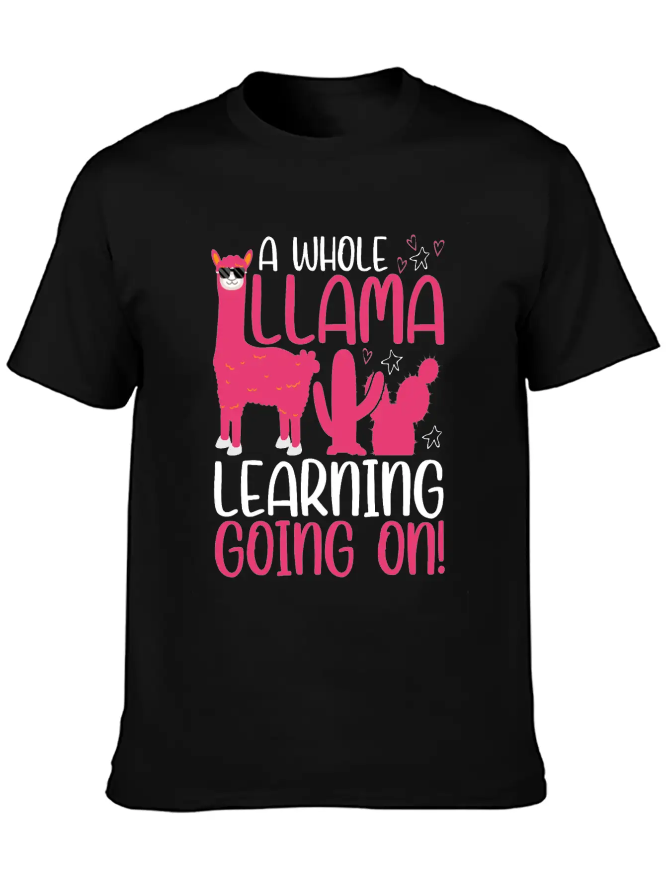 A Whole Llama Learning Going On Kindergarten Teach Basic Graphic T-Shirt ¨C Daily Comfort In Soft Cotton