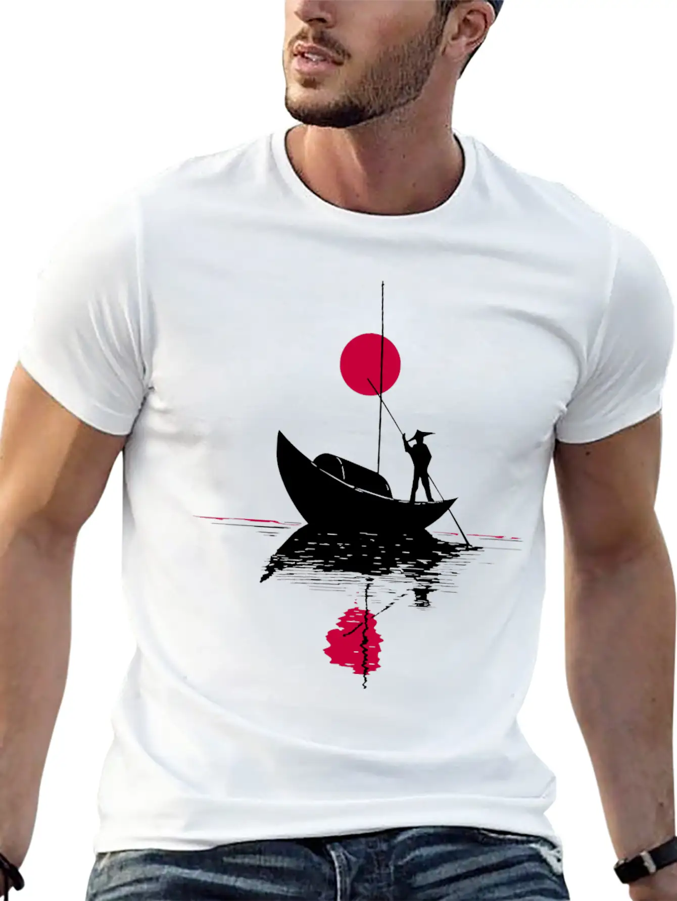 Abstract §ãard With Chinese Landscape Basic Graphic T-Shirt ¨C Daily Comfort In Soft Cotton
