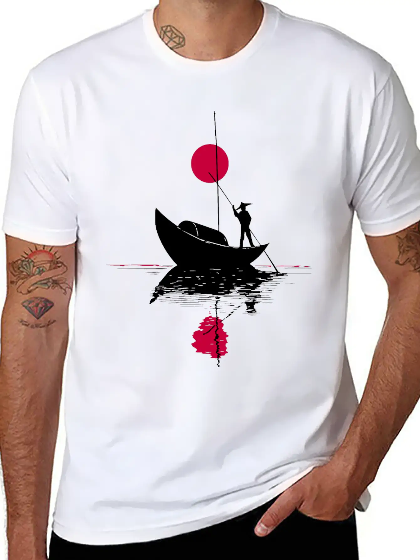 Abstract §ãard With Chinese Landscape Basic Graphic T-Shirt ¨C Daily Comfort In Soft Cotton