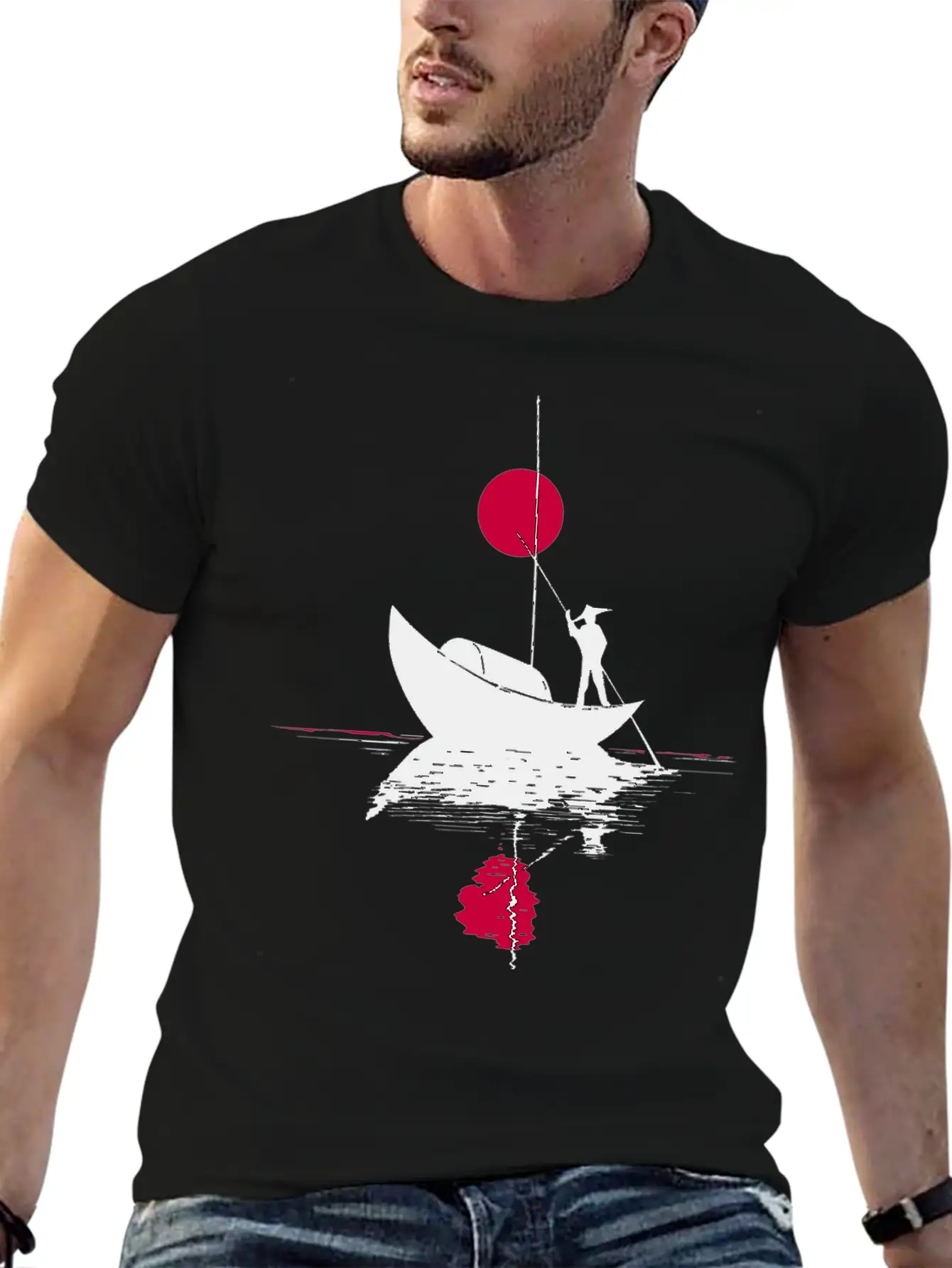 Abstract §ãard With Chinese Landscape Basic Graphic T-Shirt ¨C Daily Comfort In Soft Cotton