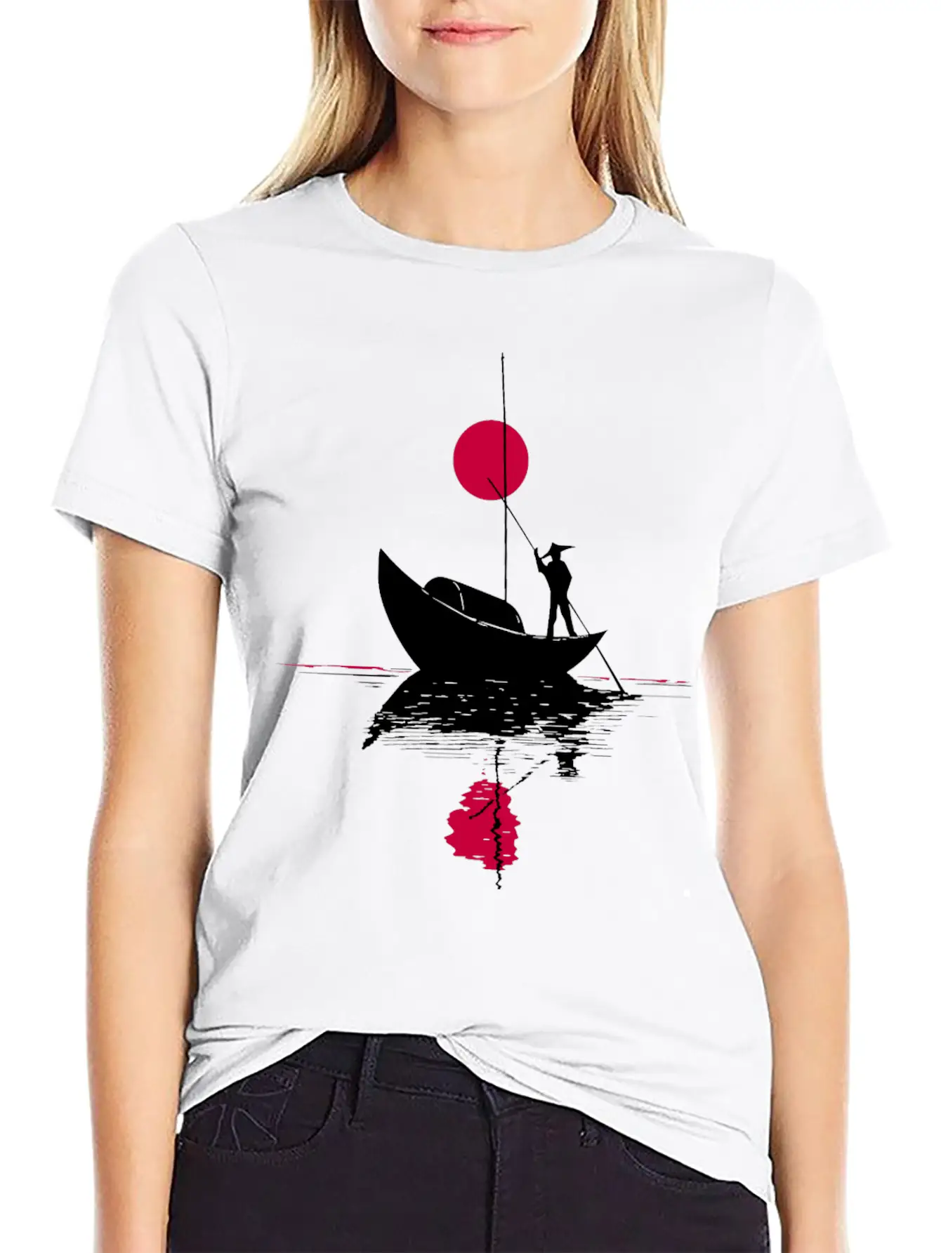 Abstract §ãard With Chinese Landscape Basic Graphic T-Shirt ¨C Daily Comfort In Soft Cotton