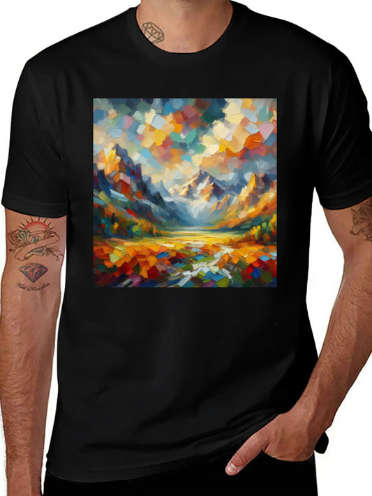 Abstract Digital Art: Nature Concept Art Colors Basic Graphic T-Shirt ¨C Daily Comfort In Soft Cotton