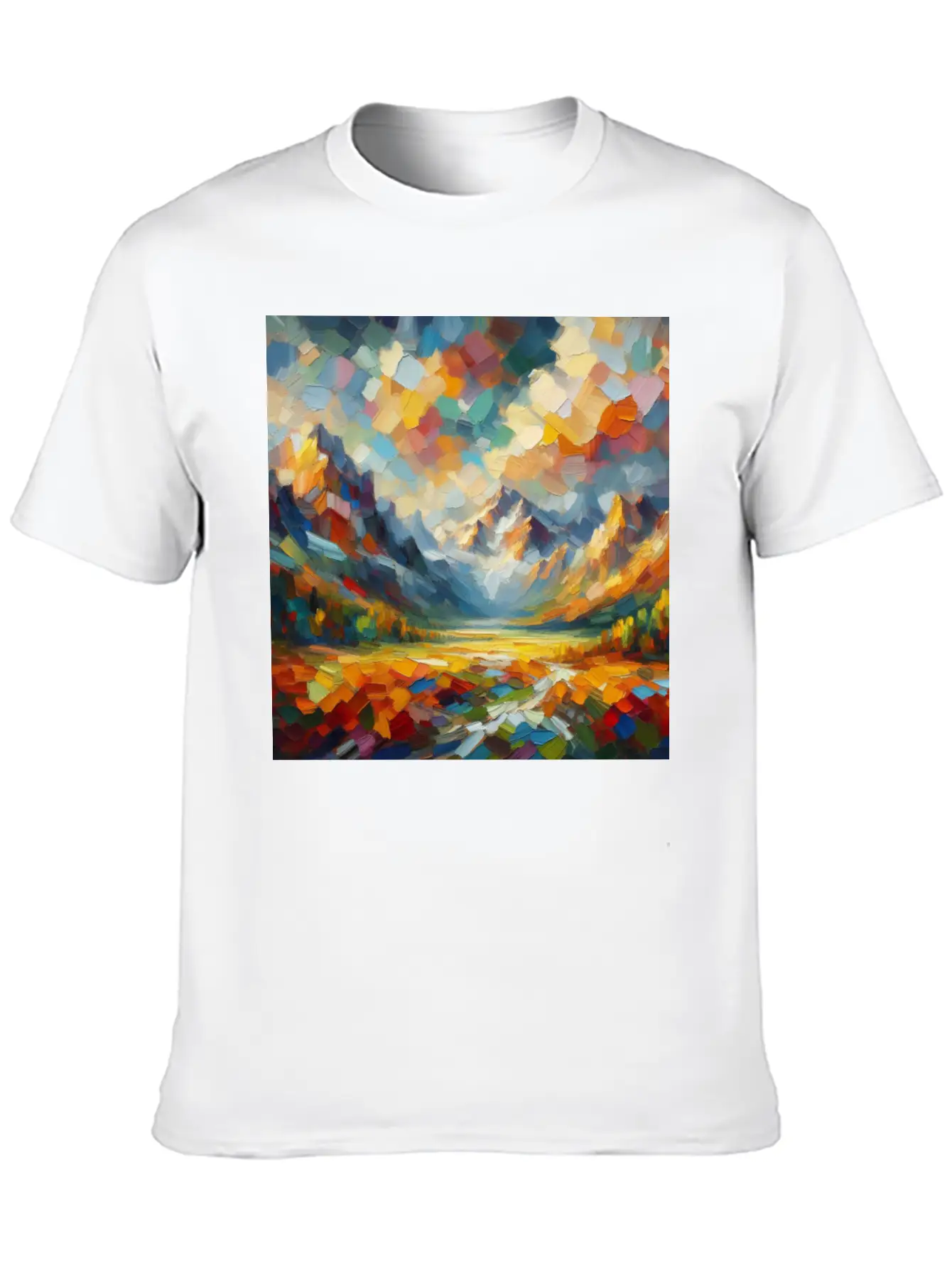 Abstract Digital Art: Nature Concept Art Colors Basic Graphic T-Shirt ¨C Daily Comfort In Soft Cotton