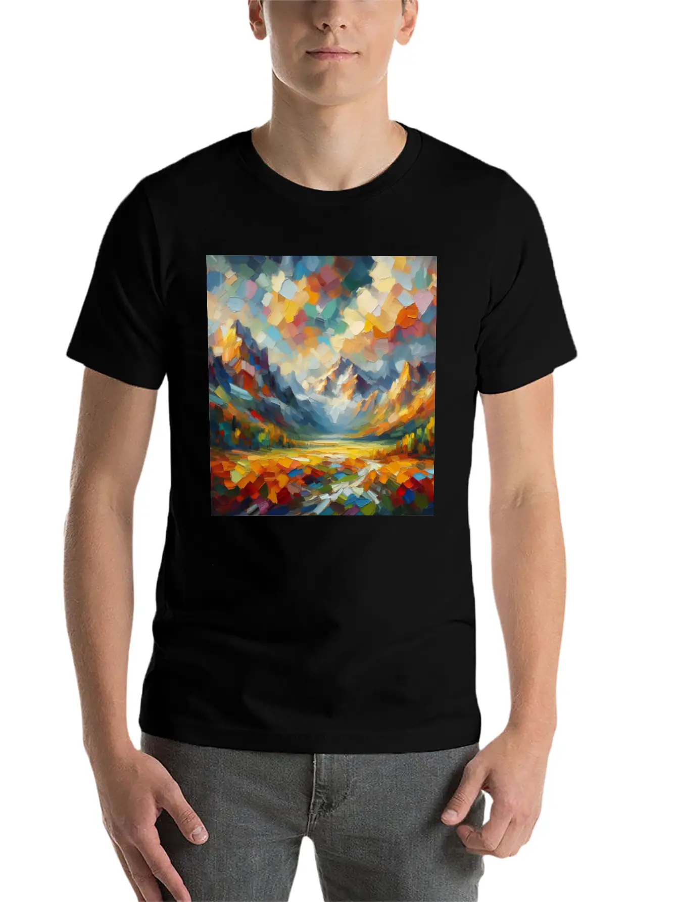 Abstract Digital Art: Nature Concept Art Colors Basic Graphic T-Shirt ¨C Daily Comfort In Soft Cotton