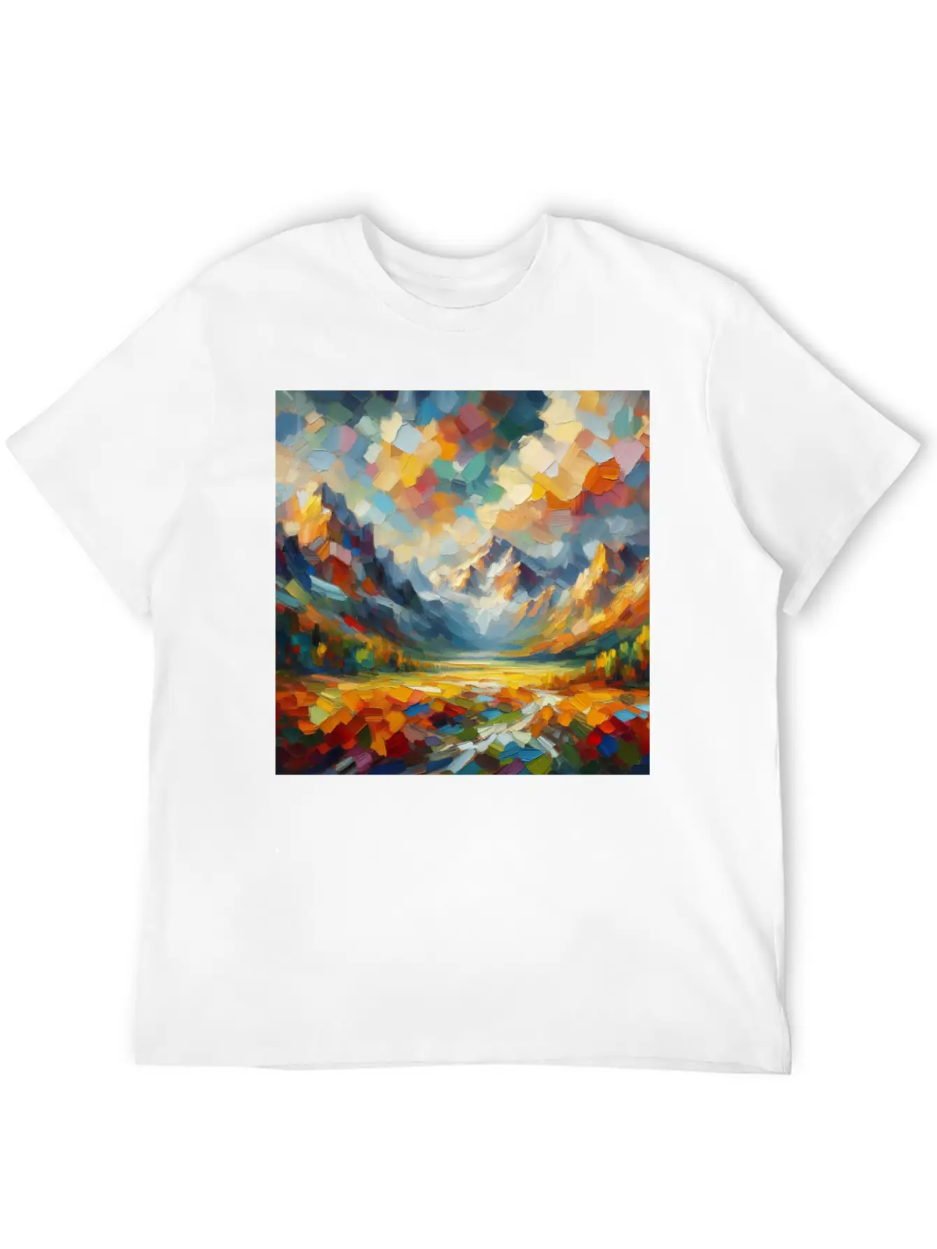 Abstract Digital Art: Nature Concept Art Colors Basic Graphic T-Shirt ¨C Daily Comfort In Soft Cotton