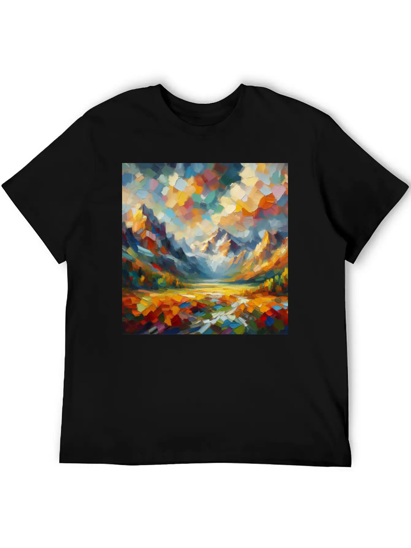 Abstract Digital Art: Nature Concept Art Colors Basic Graphic T-Shirt ¨C Daily Comfort In Soft Cotton