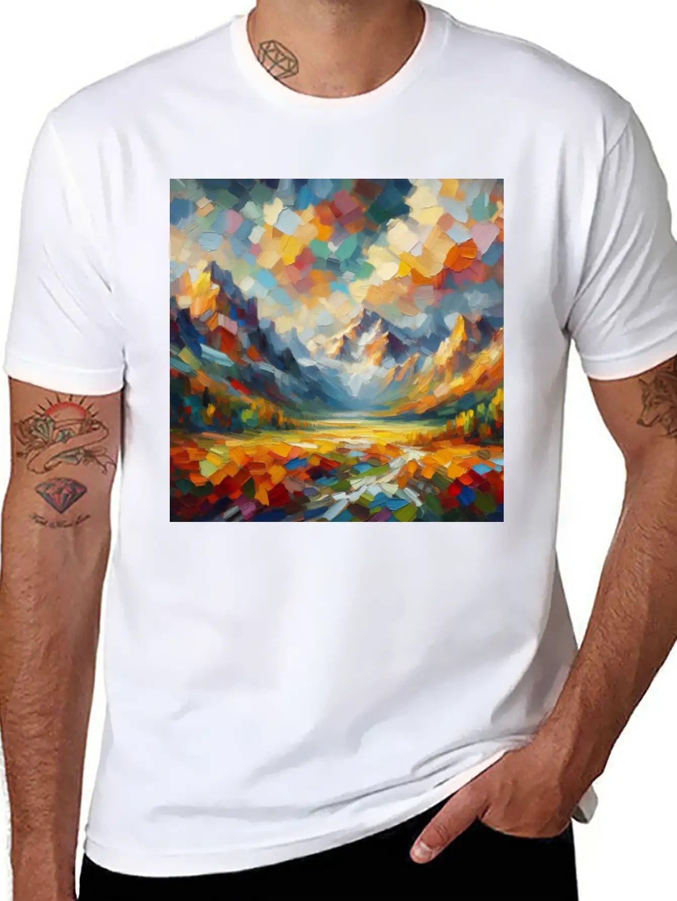 Abstract Digital Art: Nature Concept Art Colors Basic Graphic T-Shirt ¨C Daily Comfort In Soft Cotton