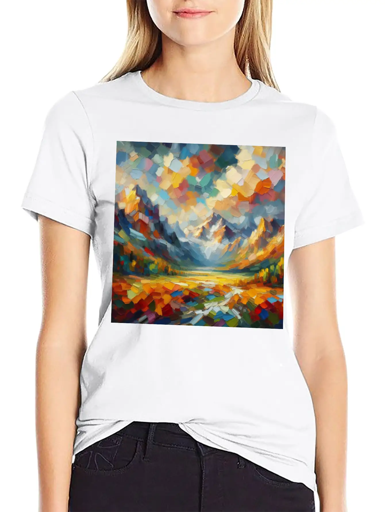 Abstract Digital Art: Nature Concept Art Colors Basic Graphic T-Shirt ¨C Daily Comfort In Soft Cotton