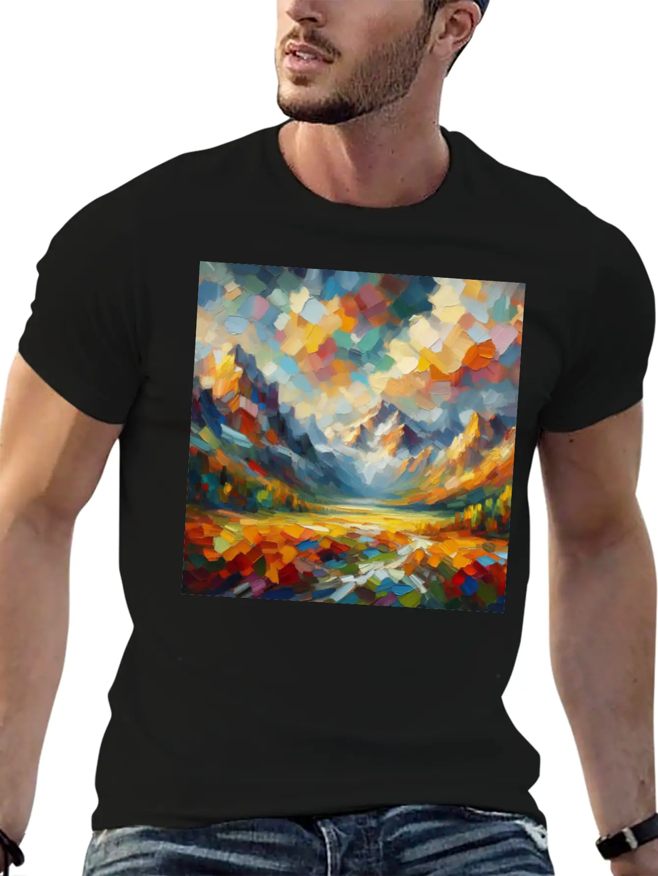 Abstract Digital Art: Nature Concept Art Colors Basic Graphic T-Shirt ¨C Daily Comfort In Soft Cotton