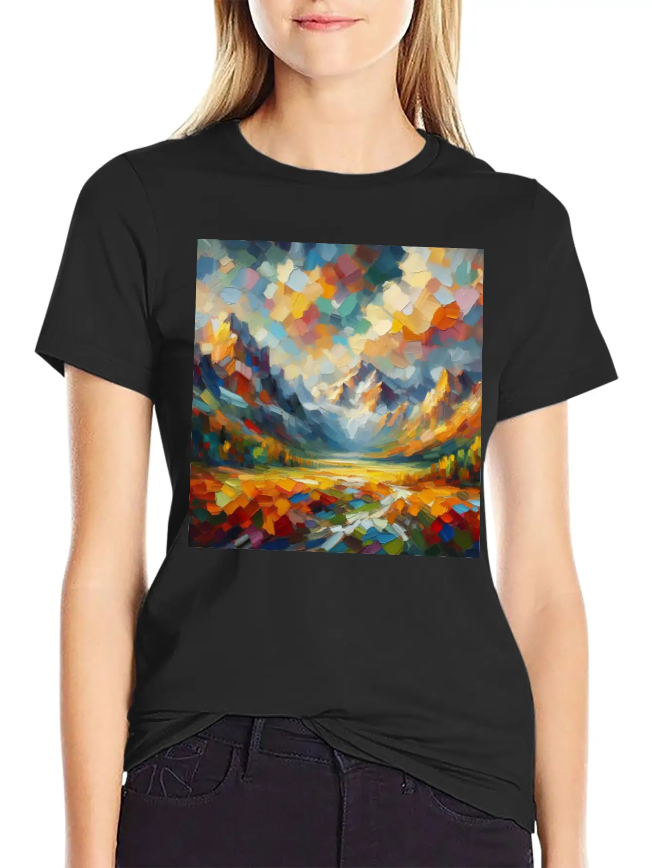 Abstract Digital Art: Nature Concept Art Colors Basic Graphic T-Shirt ¨C Daily Comfort In Soft Cotton