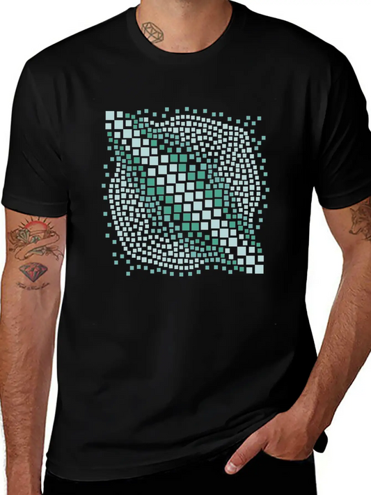 Abstract Green Water Mosaic Basic Graphic T-Shirt ¨C Daily Comfort In Soft Cotton