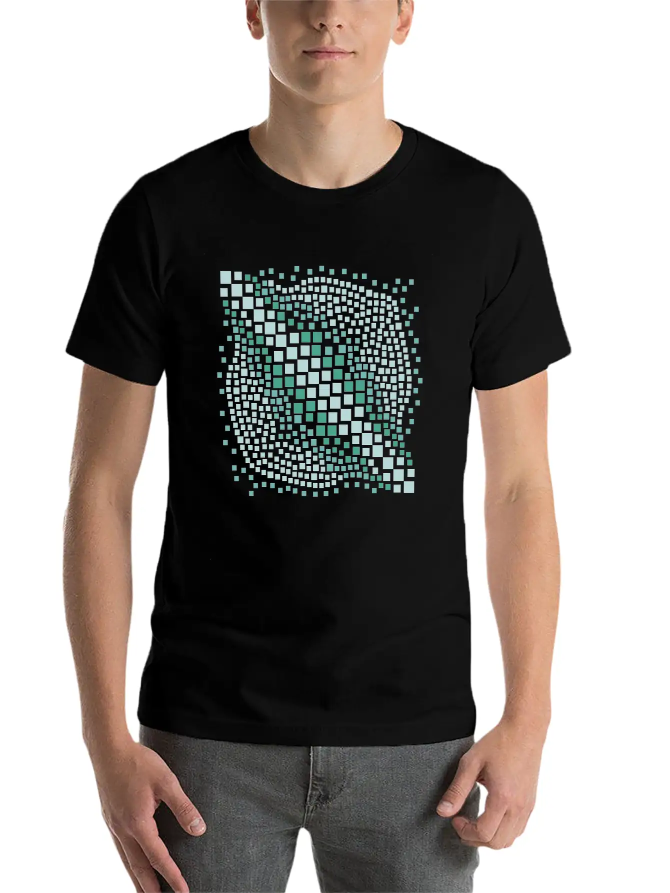 Abstract Green Water Mosaic Basic Graphic T-Shirt ¨C Daily Comfort In Soft Cotton