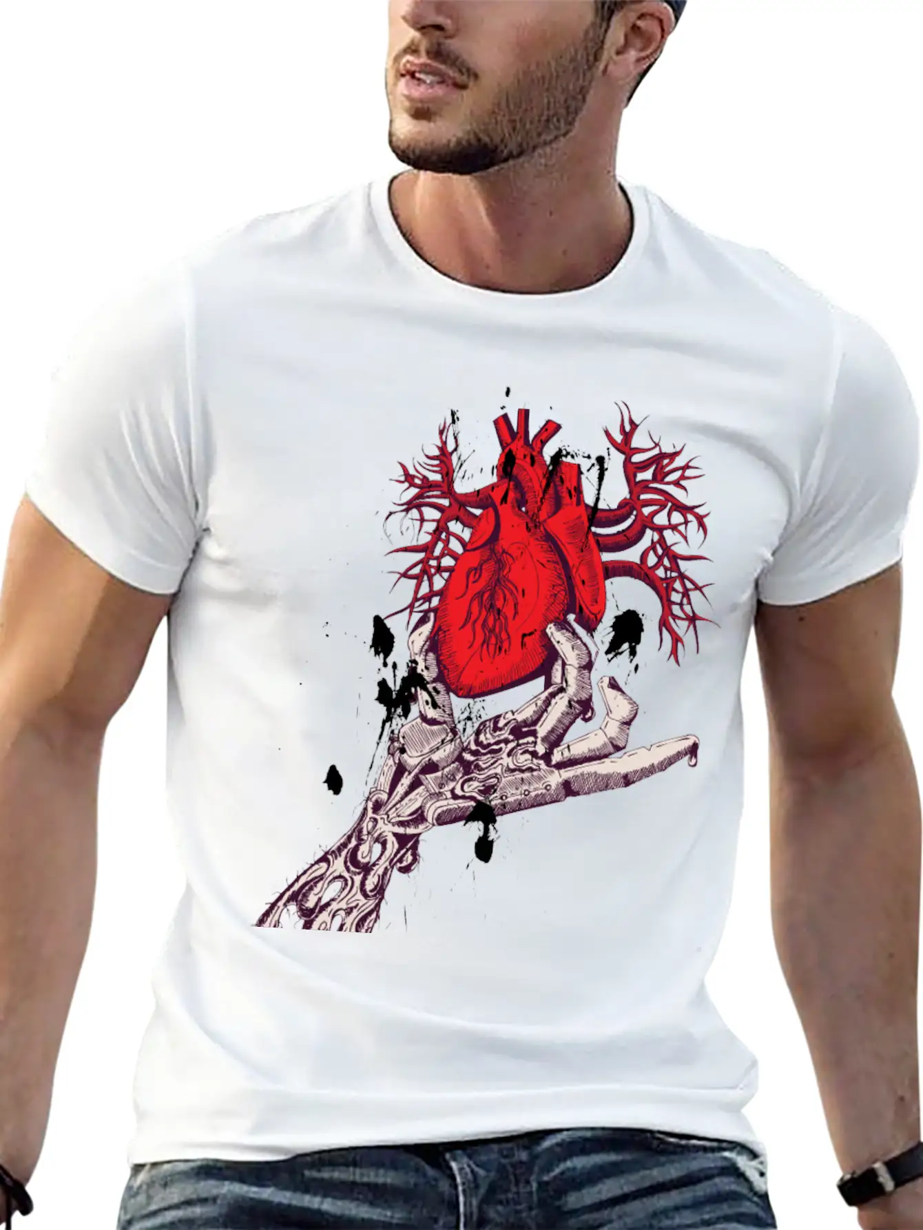 Abstract Heart Hand Graffiti Vector Image Cartoon Unisex Casual T-Shirt ¨C Clean Design For Daily Comfort