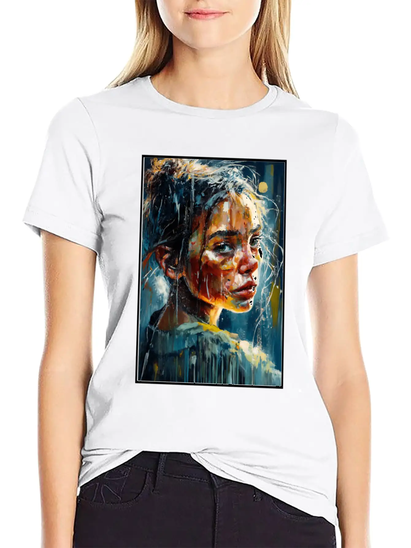 Abstract Sad Girl Unhappy People Sadness Soft Cotton Short Sleeve Tee ¨C Unisex Wardrobe Staple