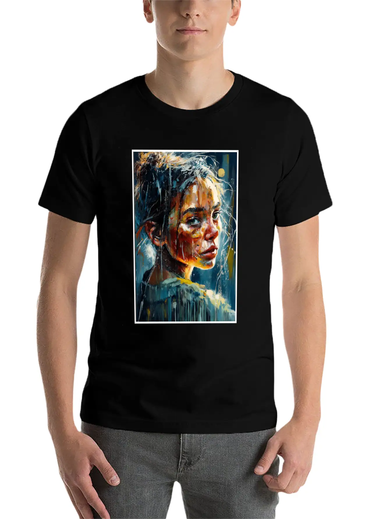 Abstract Sad Girl Unhappy People Sadness Soft Cotton Short Sleeve Tee ¨C Unisex Wardrobe Staple