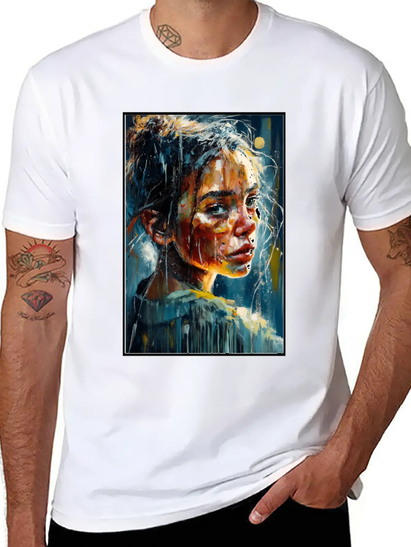 Abstract Sad Girl Unhappy People Sadness Soft Cotton Short Sleeve Tee ¨C Unisex Wardrobe Staple