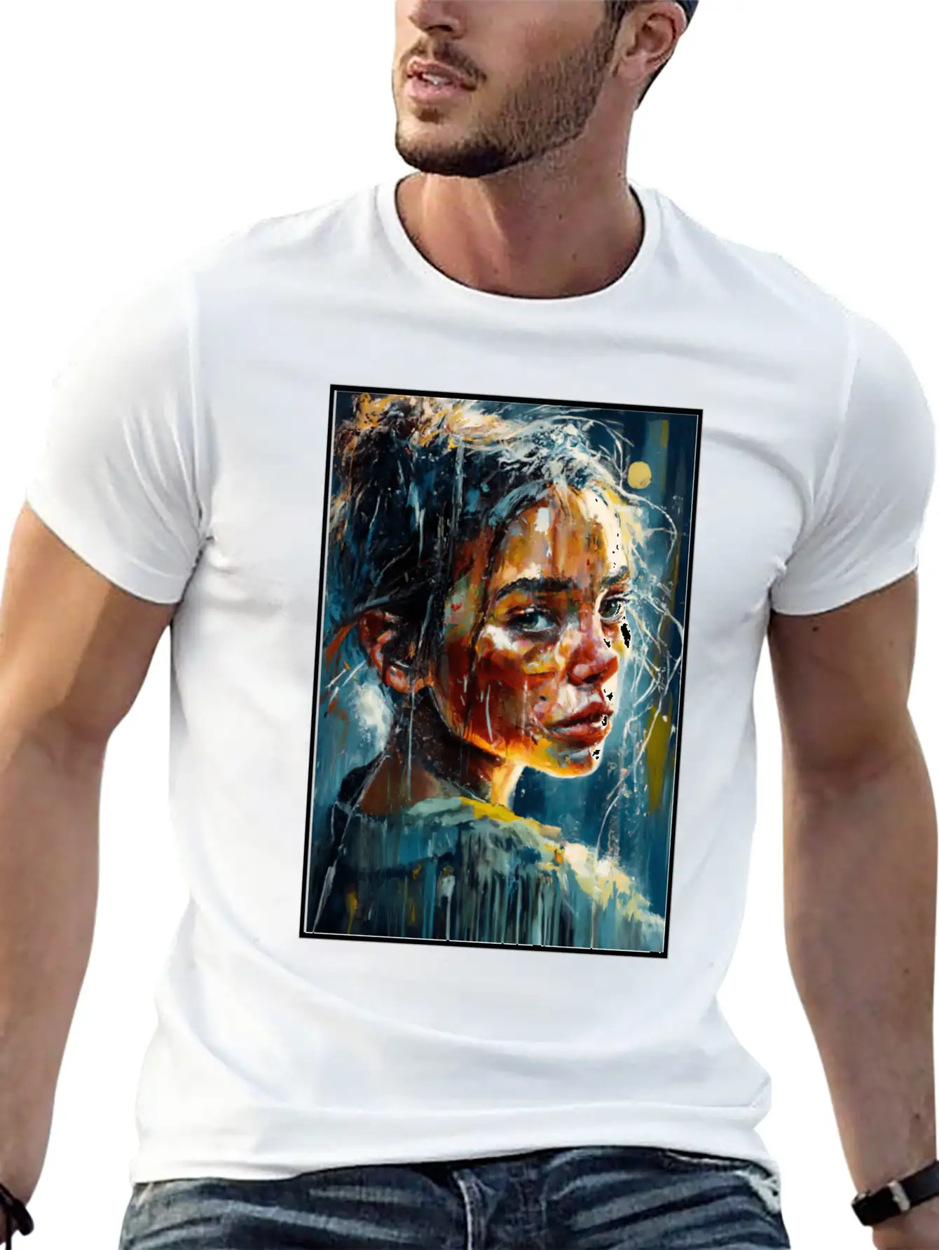 Abstract Sad Girl Unhappy People Sadness Soft Cotton Short Sleeve Tee ¨C Unisex Wardrobe Staple