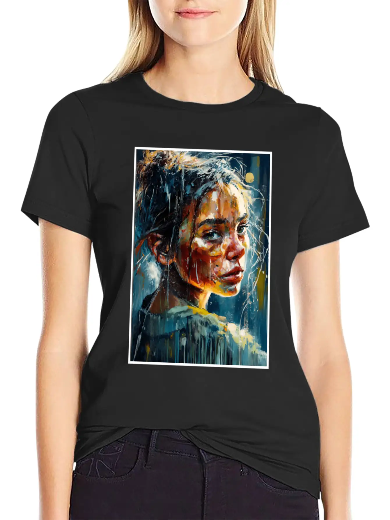 Abstract Sad Girl Unhappy People Sadness Soft Cotton Short Sleeve Tee ¨C Unisex Wardrobe Staple