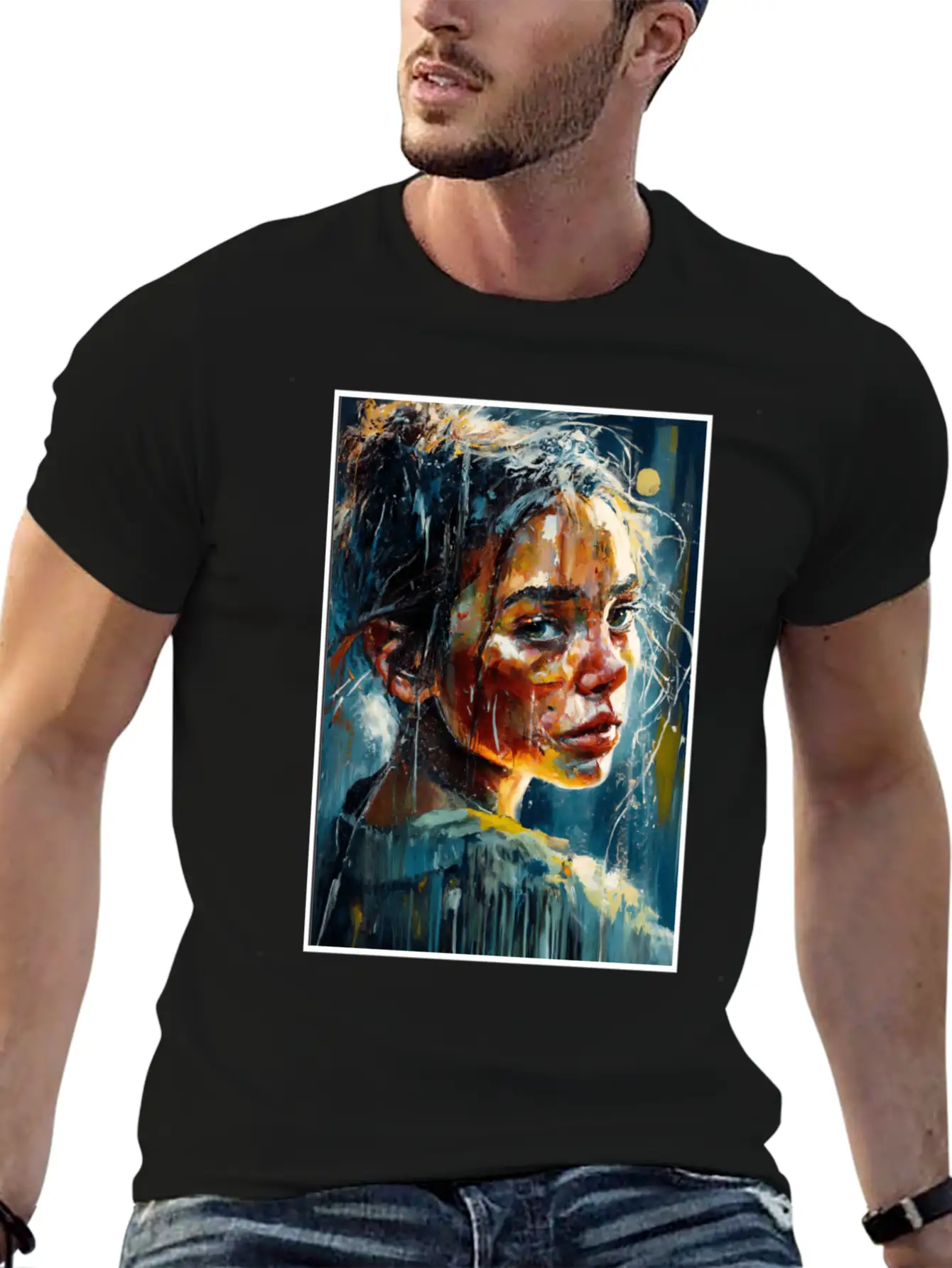 Abstract Sad Girl Unhappy People Sadness Soft Cotton Short Sleeve Tee ¨C Unisex Wardrobe Staple