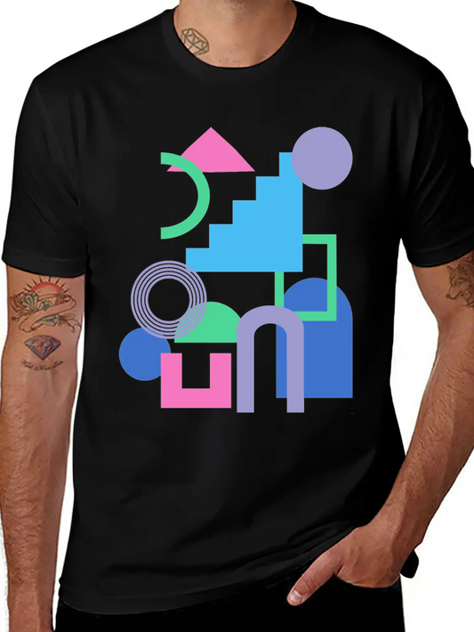 Abstract Shape Collage In Bright 90s Colors Soft Cotton Short Sleeve Tee ¨C Unisex Wardrobe Staple