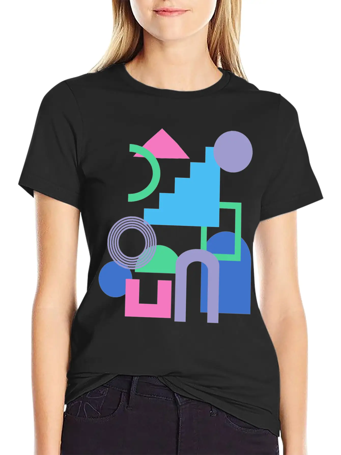 Abstract Shape Collage In Bright 90s Colors Soft Cotton Short Sleeve Tee ¨C Unisex Wardrobe Staple