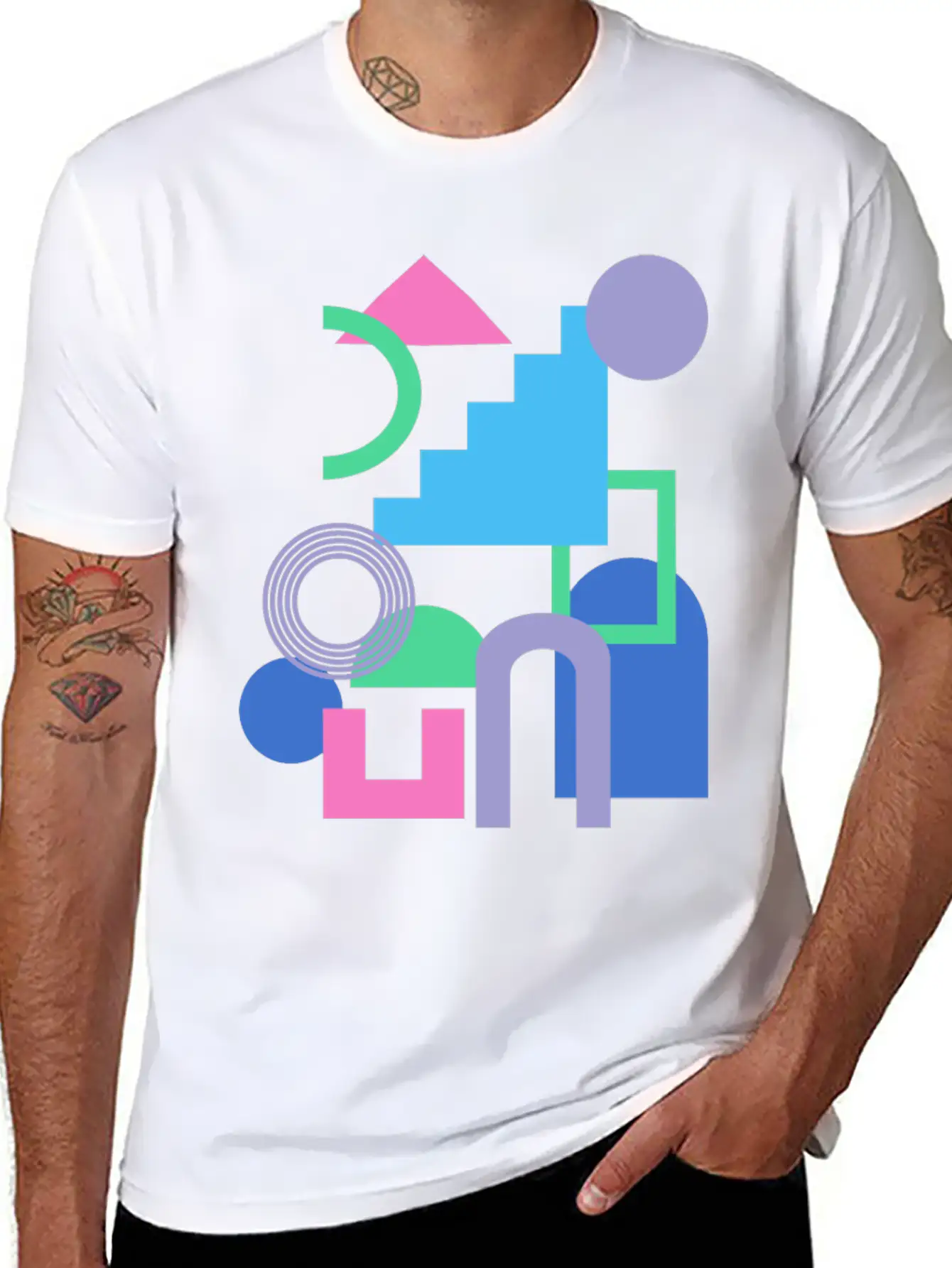 Abstract Shape Collage In Bright 90s Colors Soft Cotton Short Sleeve Tee ¨C Unisex Wardrobe Staple