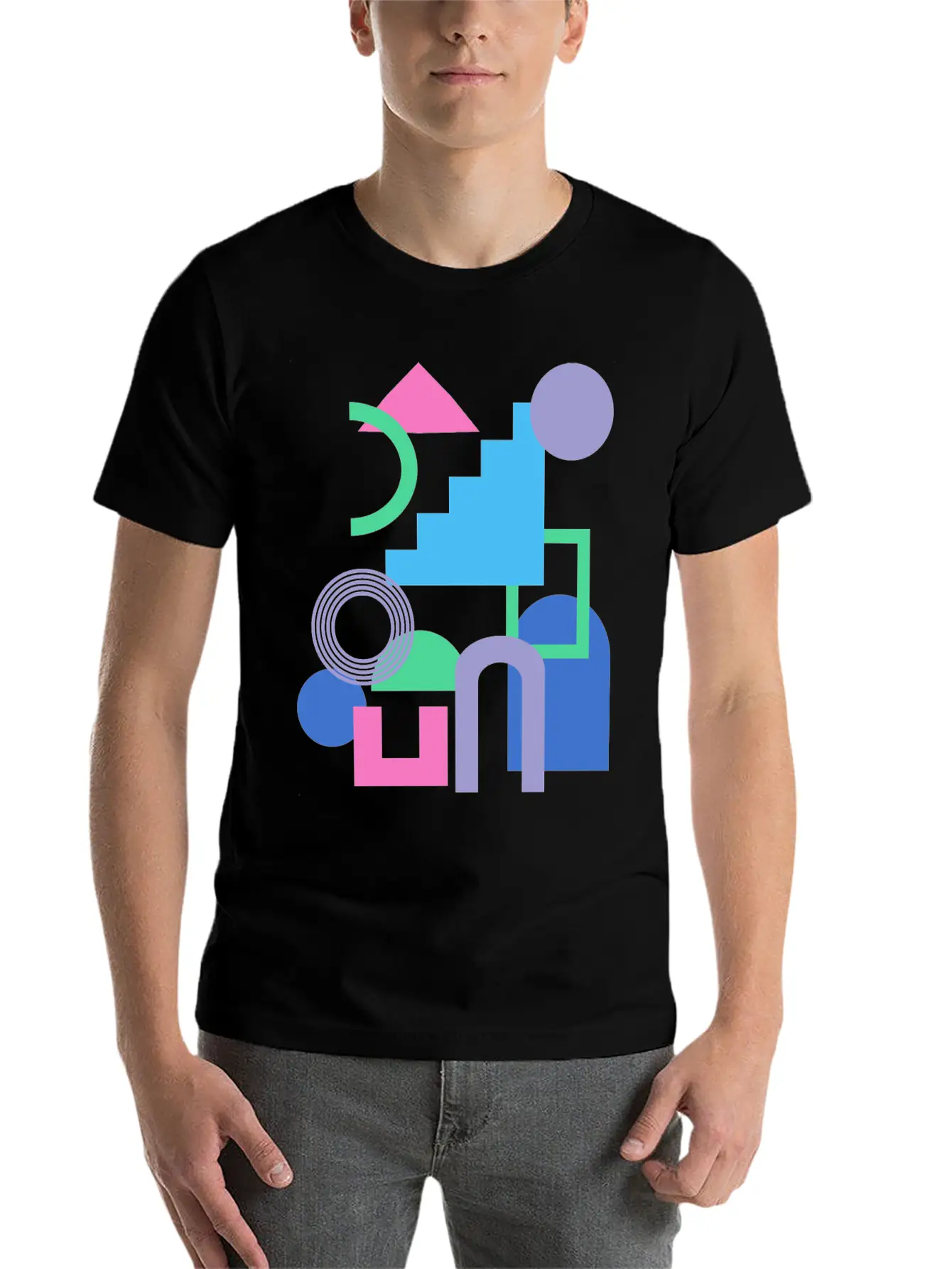 Abstract Shape Collage In Bright 90s Colors Soft Cotton Short Sleeve Tee ¨C Unisex Wardrobe Staple