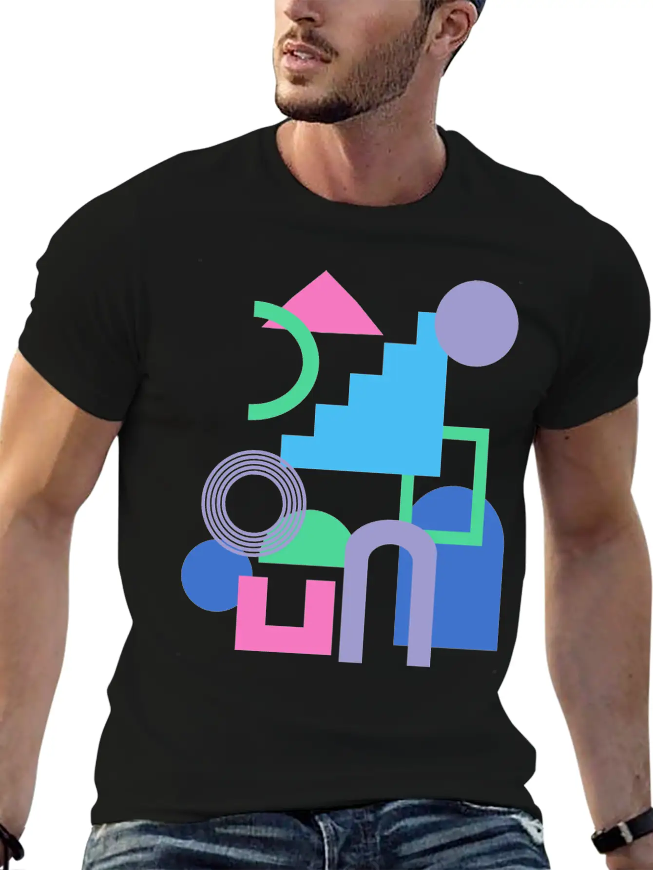 Abstract Shape Collage In Bright 90s Colors Soft Cotton Short Sleeve Tee ¨C Unisex Wardrobe Staple