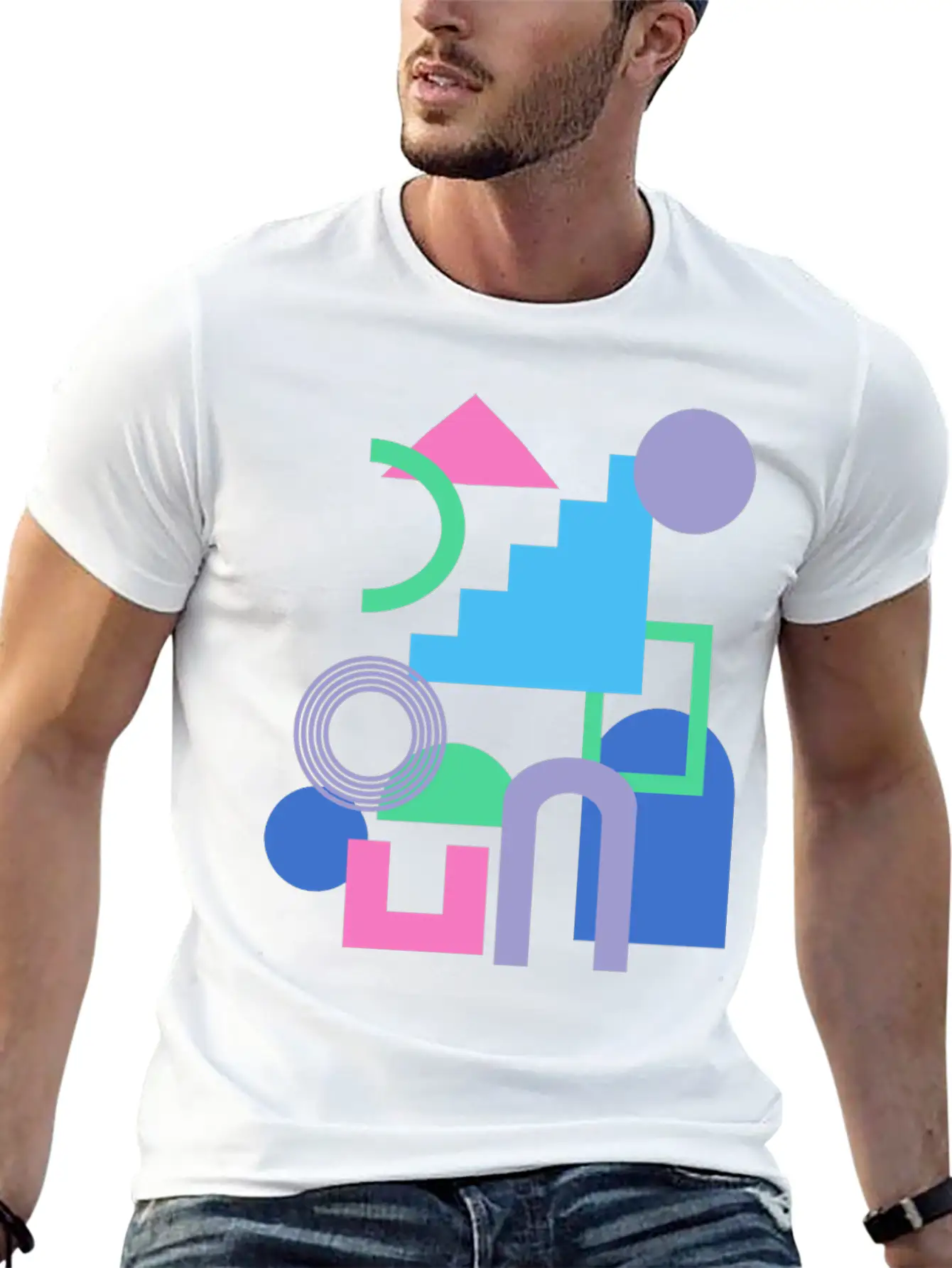 Abstract Shape Collage In Bright 90s Colors Soft Cotton Short Sleeve Tee ¨C Unisex Wardrobe Staple