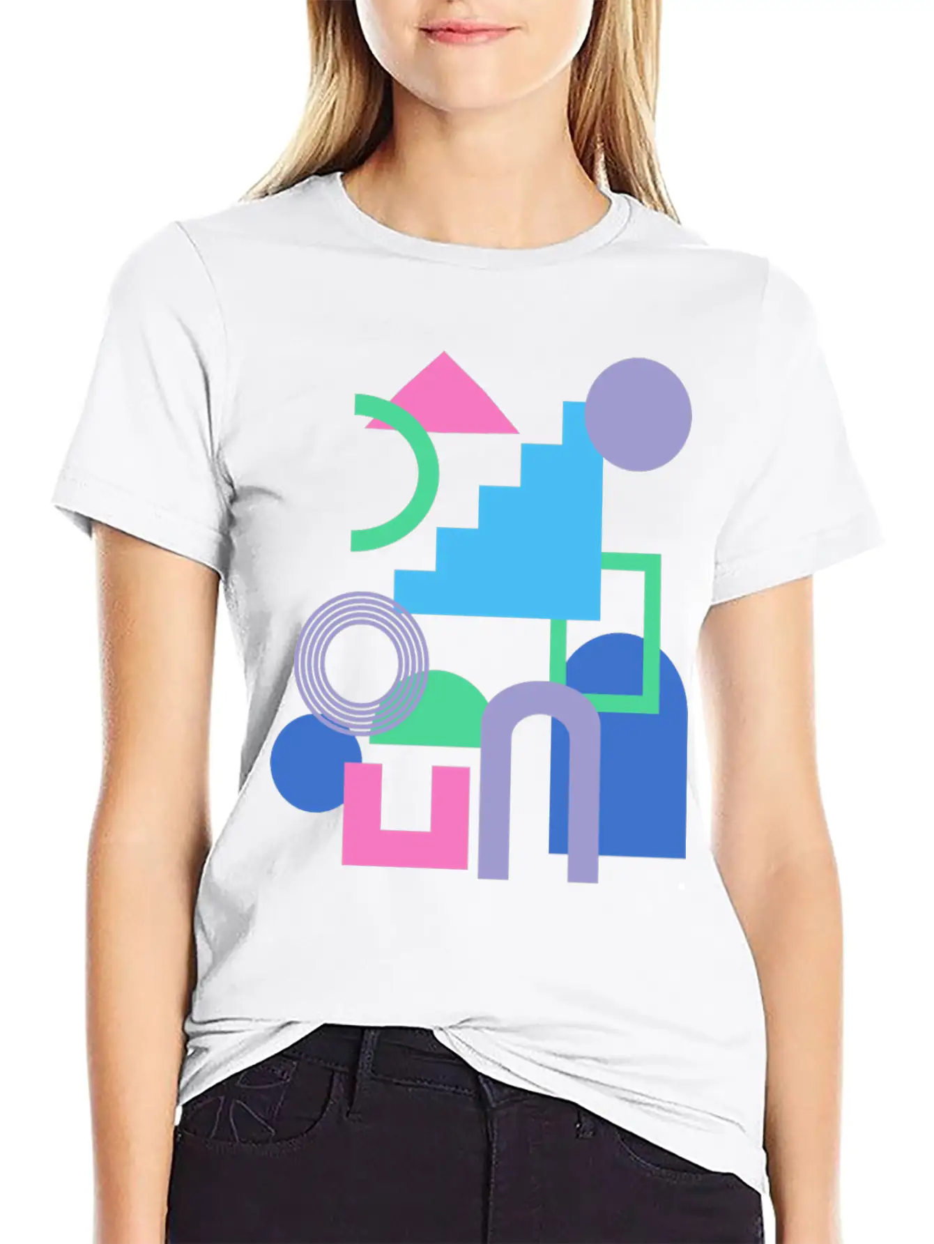 Abstract Shape Collage In Bright 90s Colors Soft Cotton Short Sleeve Tee ¨C Unisex Wardrobe Staple