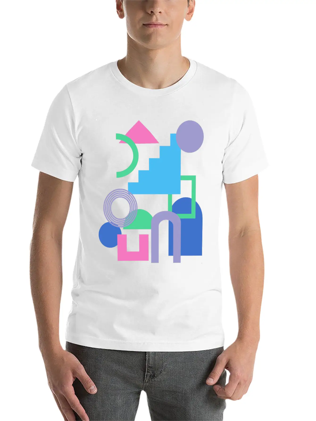 Abstract Shape Collage In Bright 90s Colors Soft Cotton Short Sleeve Tee ¨C Unisex Wardrobe Staple