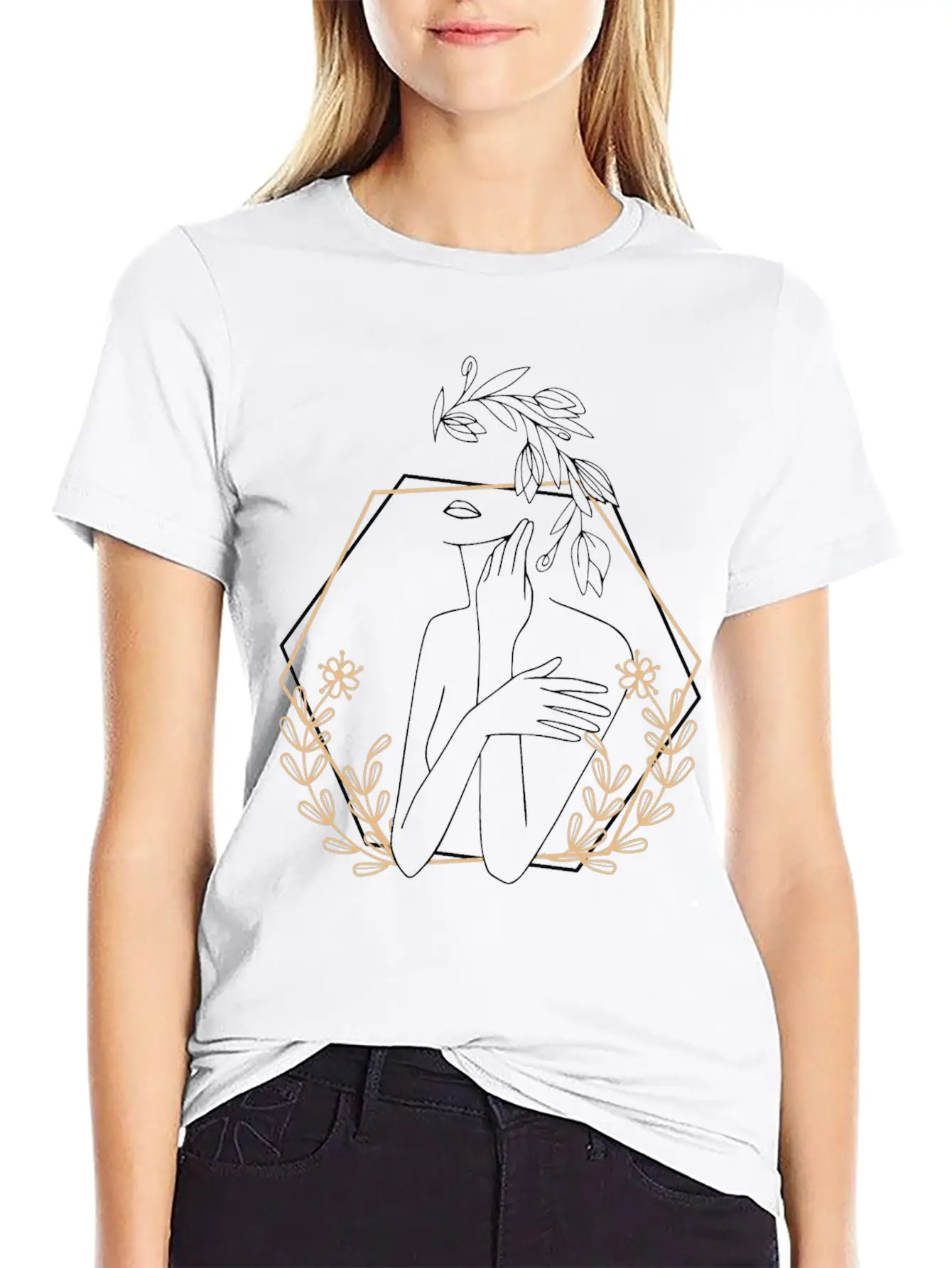 Abstract Woman Essential Cotton Tee For Daily Outfits ¨C Unisex Style