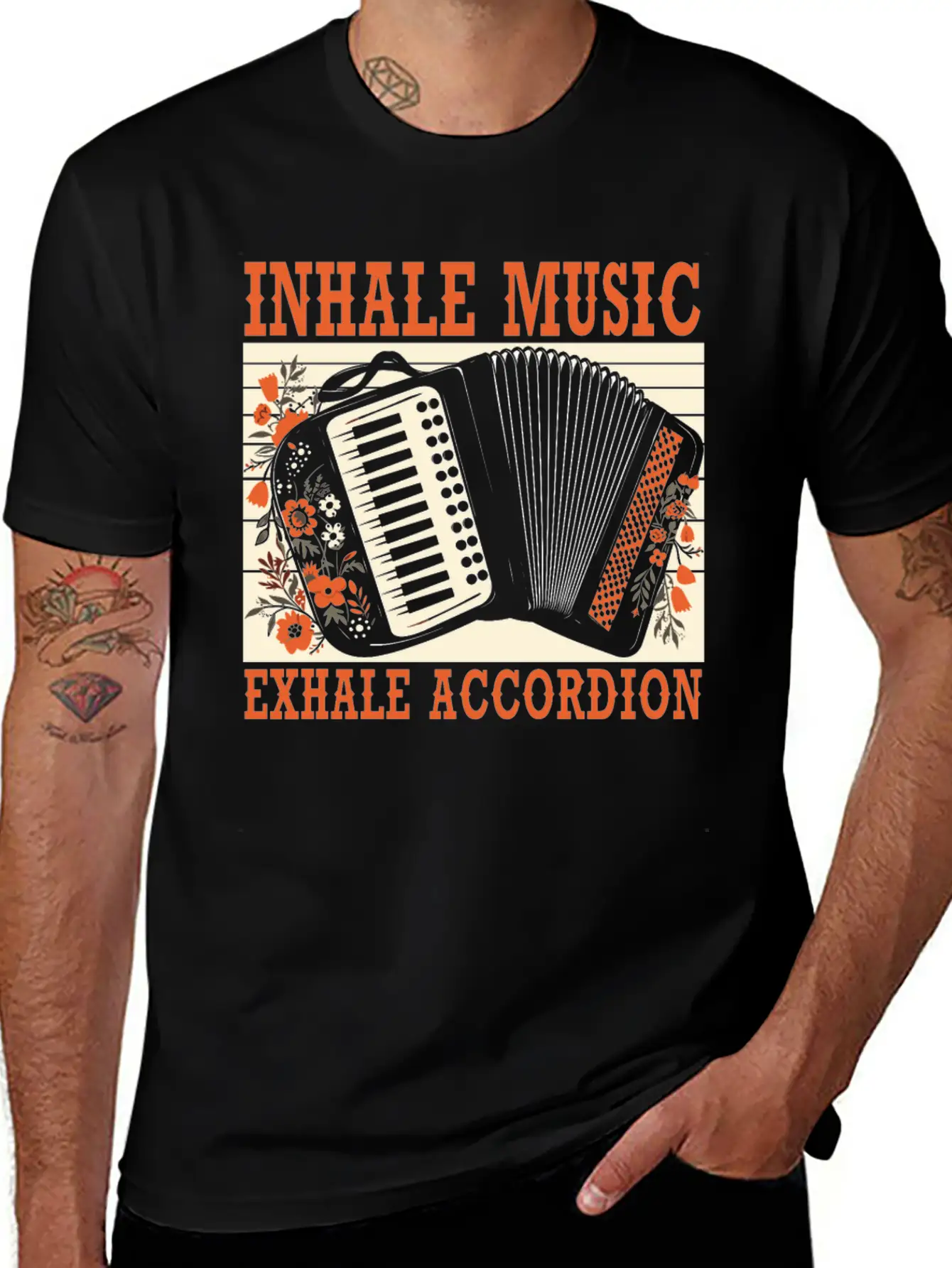 Accordion Player Musical Instrument Accordionist Essential Cotton Tee For Daily Outfits ¨C Unisex Style
