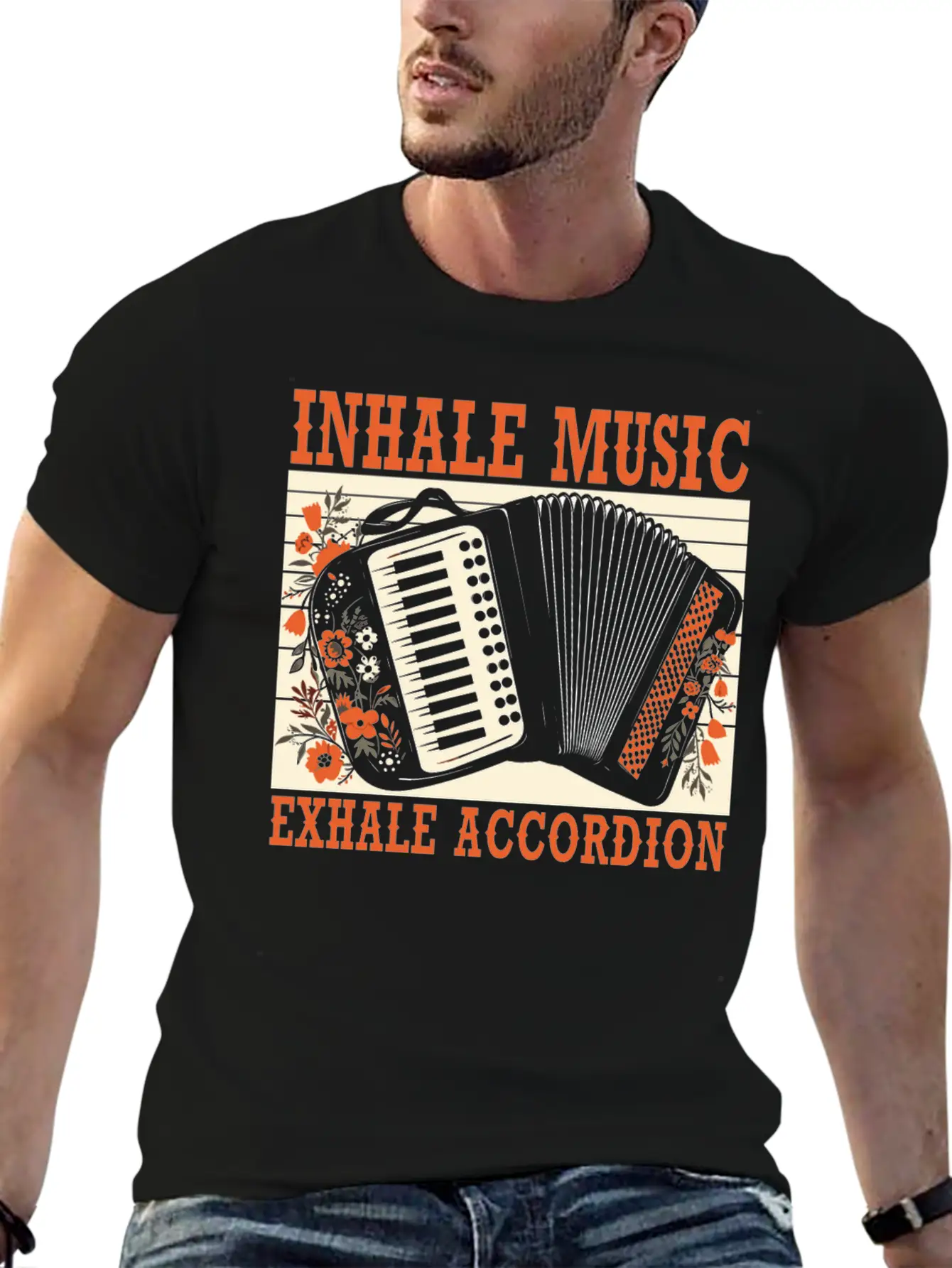 Accordion Player Musical Instrument Accordionist Essential Cotton Tee For Daily Outfits ¨C Unisex Style