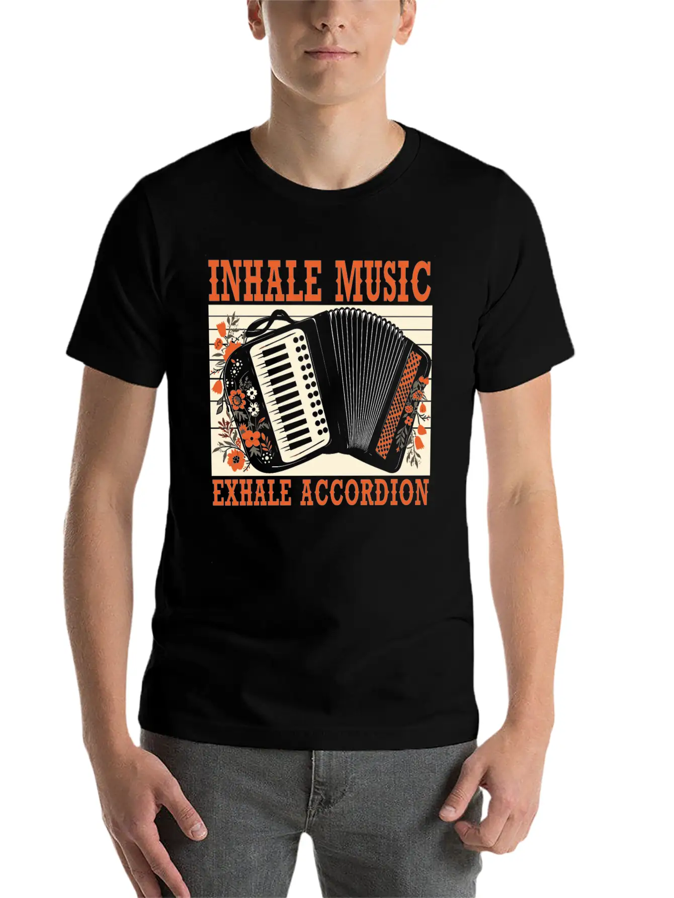 Accordion Player Musical Instrument Accordionist Essential Cotton Tee For Daily Outfits ¨C Unisex Style