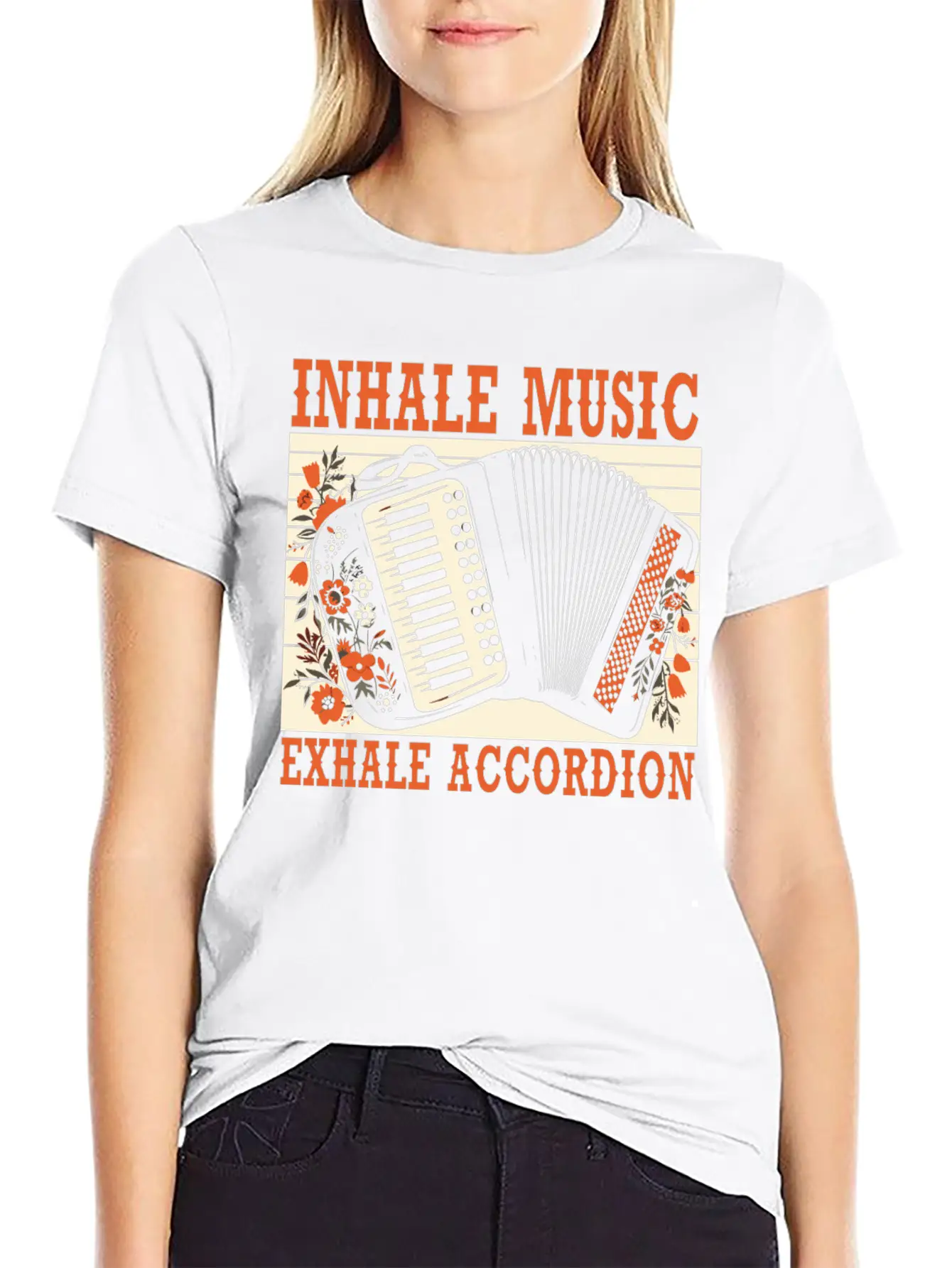 Accordion Player Musical Instrument Accordionist Essential Cotton Tee For Daily Outfits ¨C Unisex Style