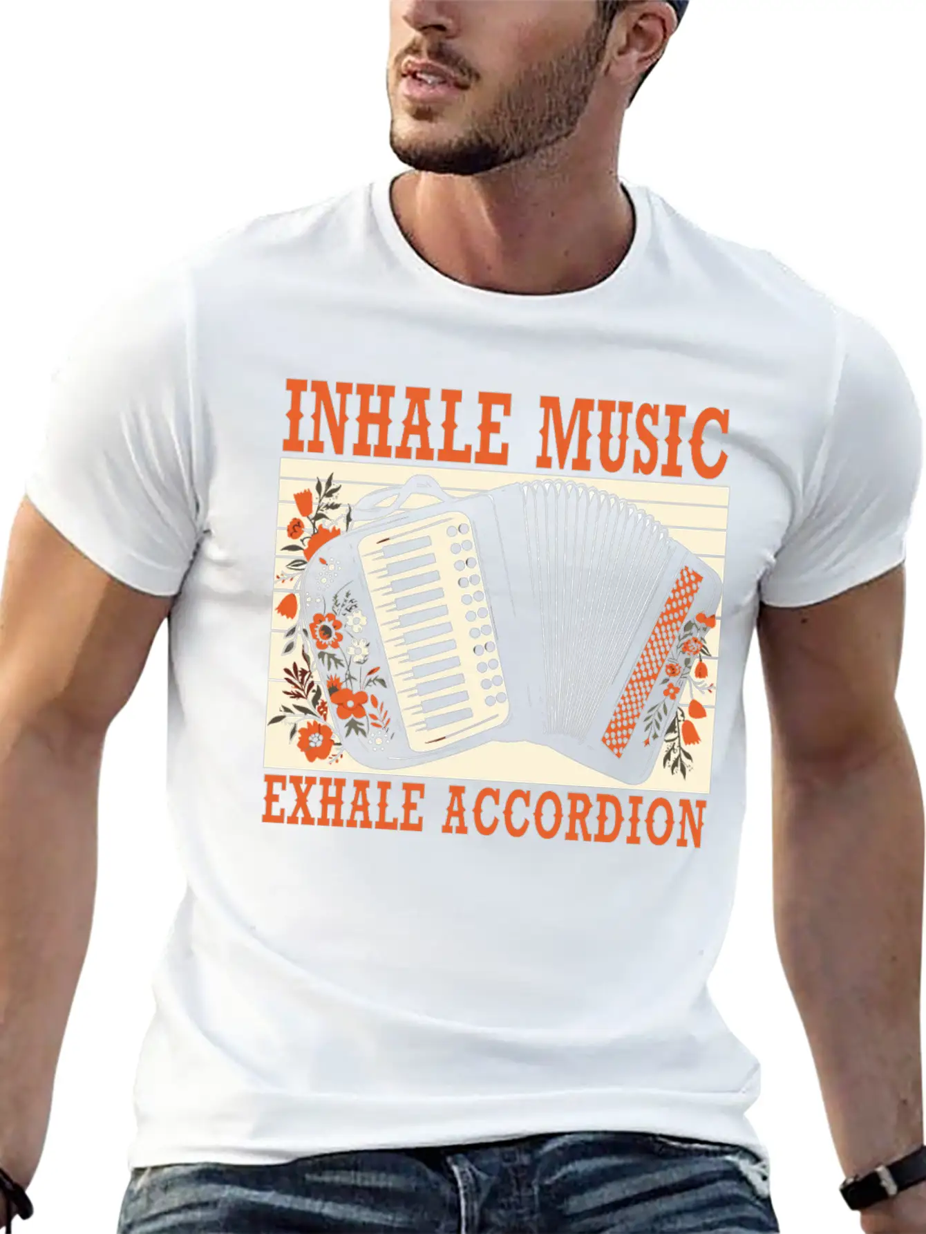 Accordion Player Musical Instrument Accordionist Essential Cotton Tee For Daily Outfits ¨C Unisex Style