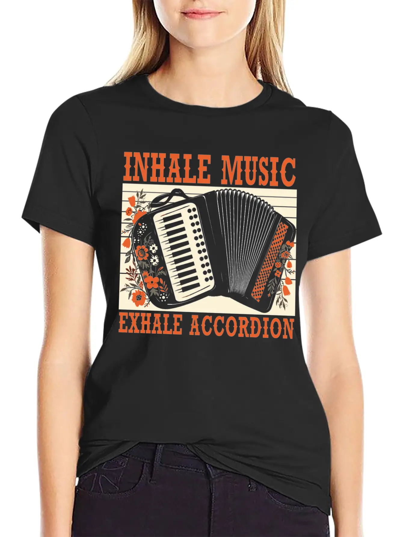 Accordion Player Musical Instrument Accordionist Essential Cotton Tee For Daily Outfits ¨C Unisex Style