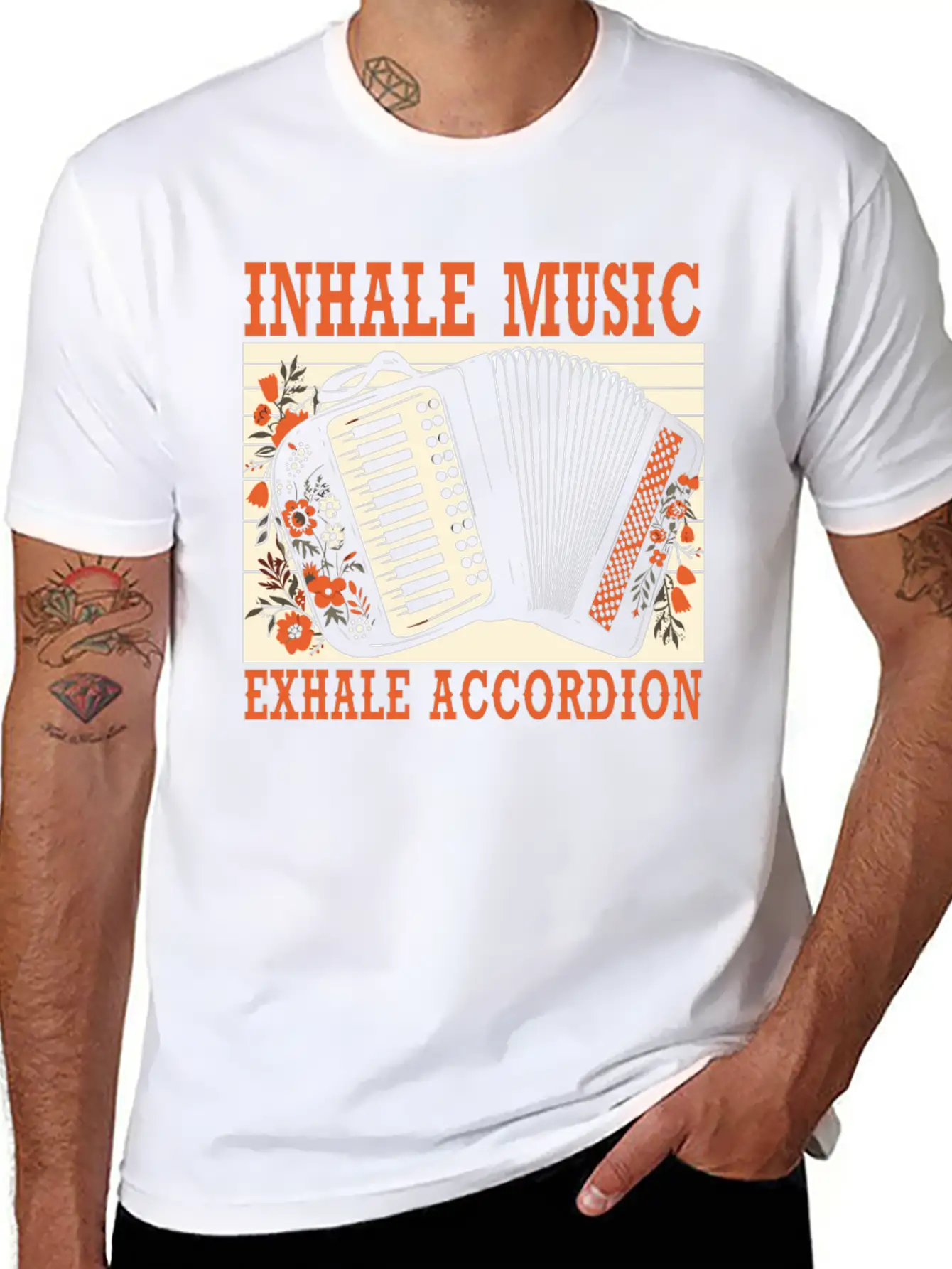 Accordion Player Musical Instrument Accordionist Essential Cotton Tee For Daily Outfits ¨C Unisex Style