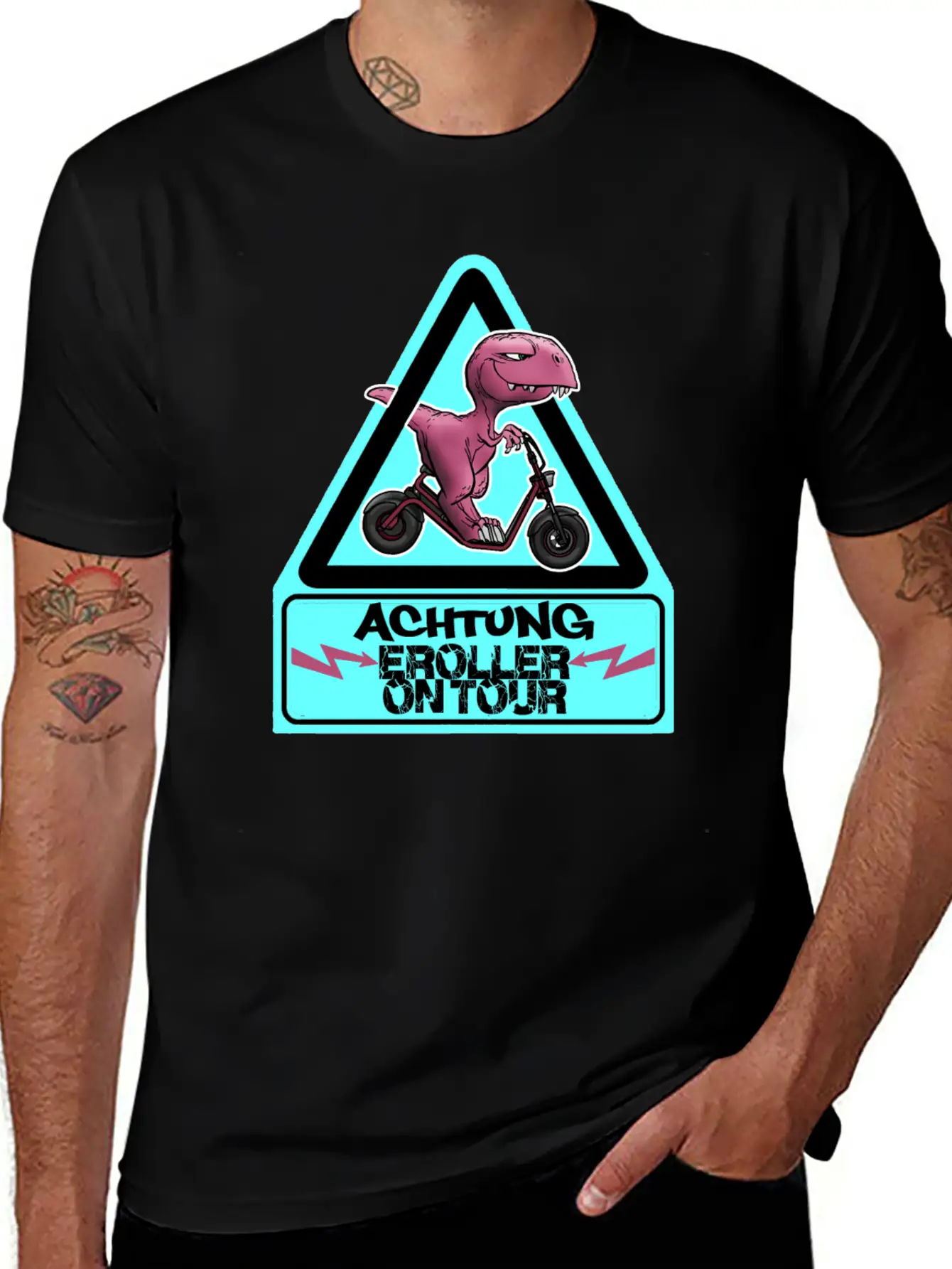 Achtung E-Scooter Dino On Tour Basic Graphic T-Shirt ¨C Daily Comfort In Soft Cotton