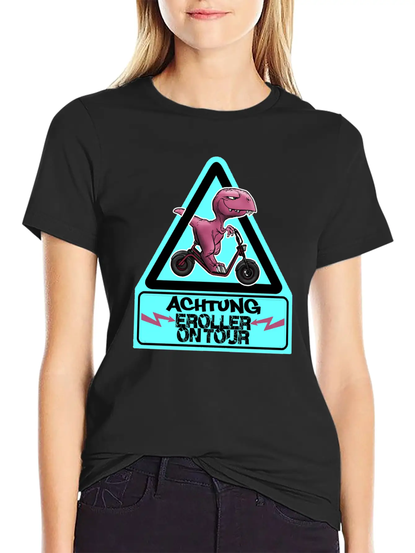 Achtung E-Scooter Dino On Tour Basic Graphic T-Shirt ¨C Daily Comfort In Soft Cotton