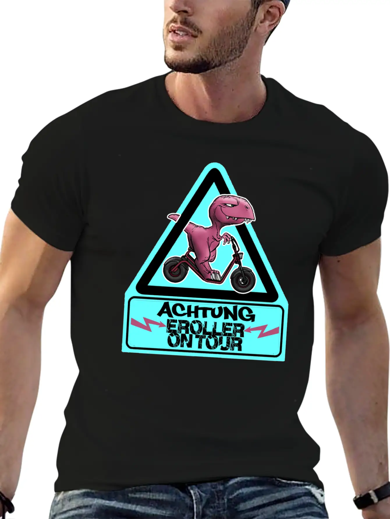 Achtung E-Scooter Dino On Tour Basic Graphic T-Shirt ¨C Daily Comfort In Soft Cotton