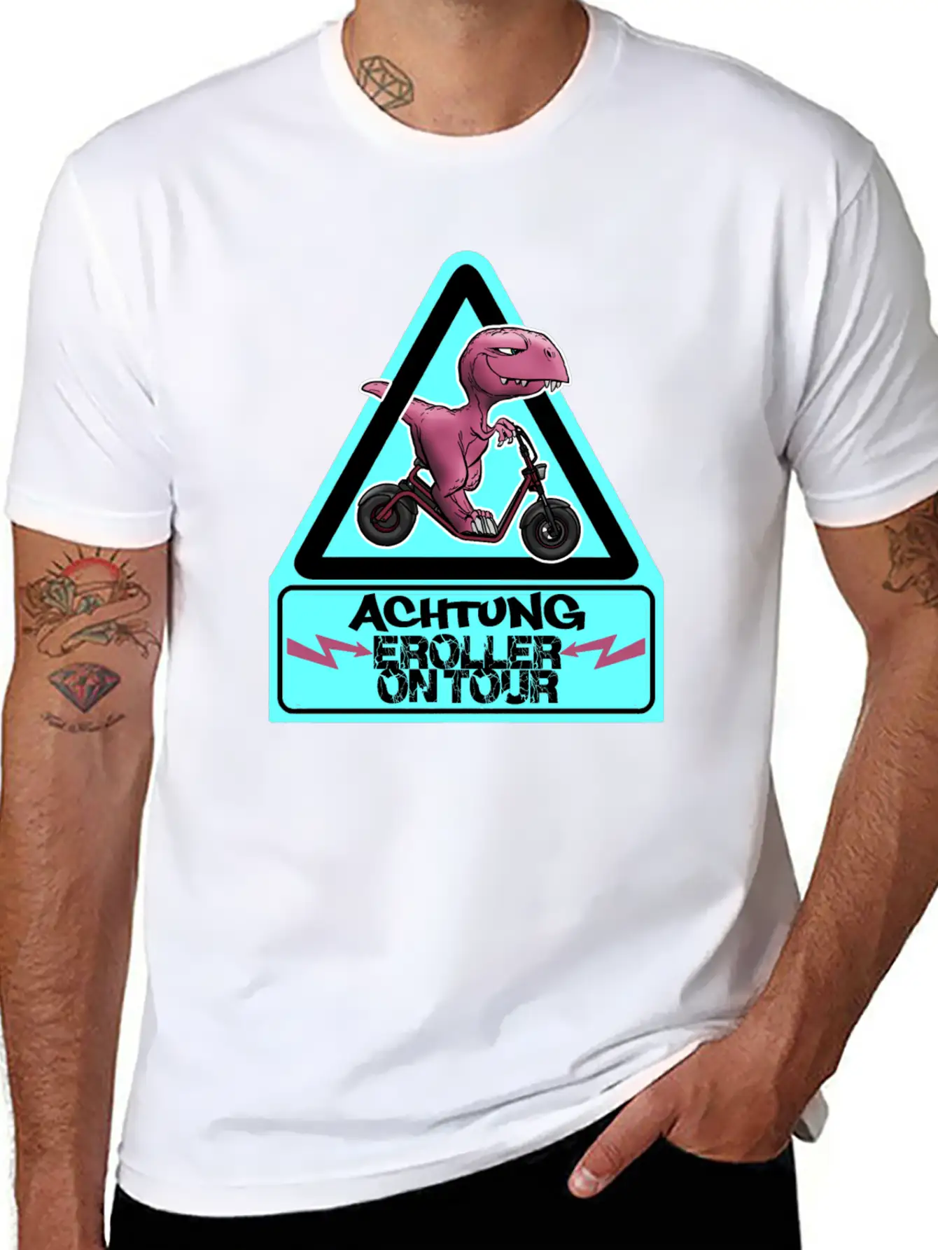 Achtung E-Scooter Dino On Tour Basic Graphic T-Shirt ¨C Daily Comfort In Soft Cotton