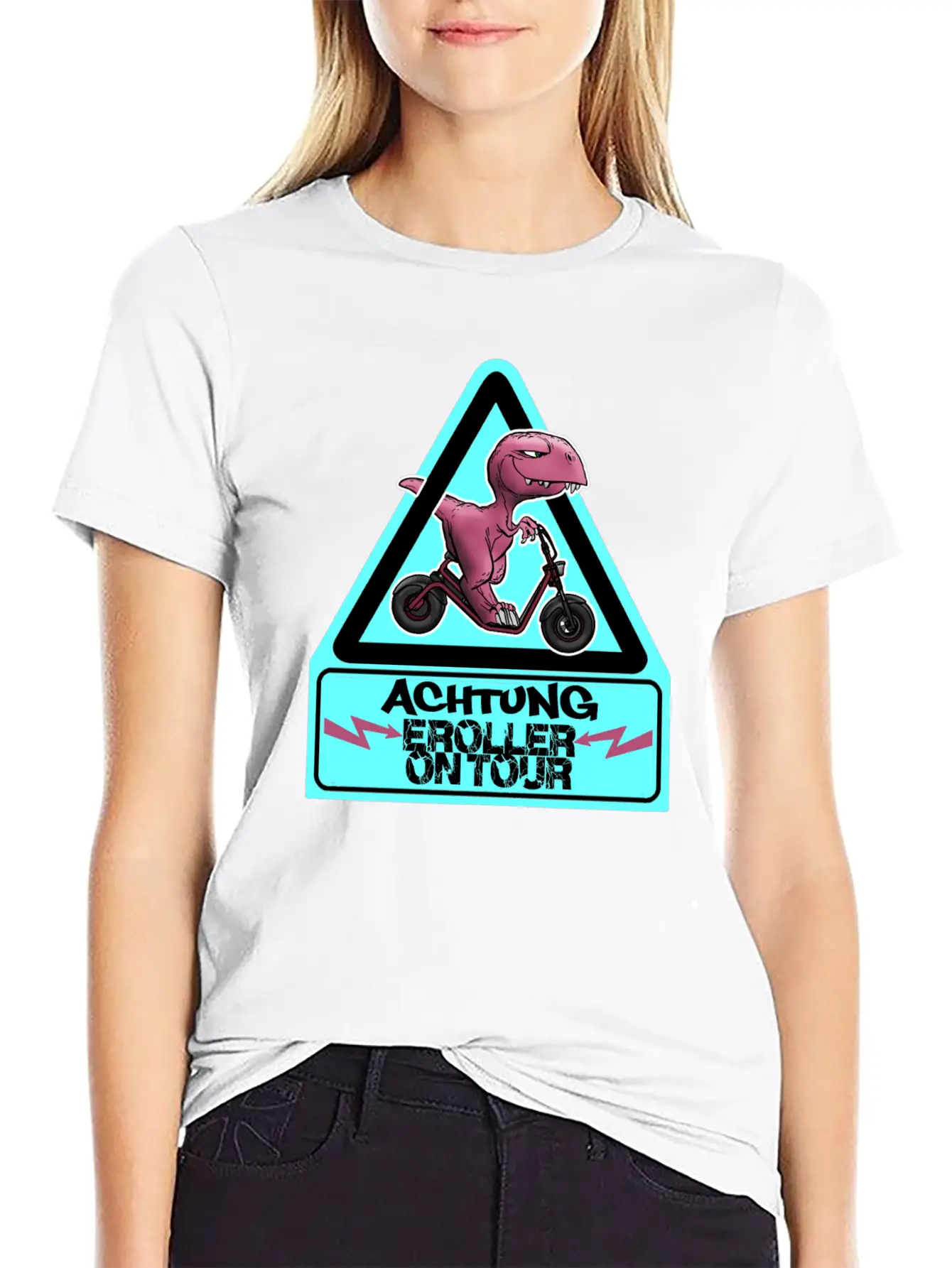Achtung E-Scooter Dino On Tour Basic Graphic T-Shirt ¨C Daily Comfort In Soft Cotton