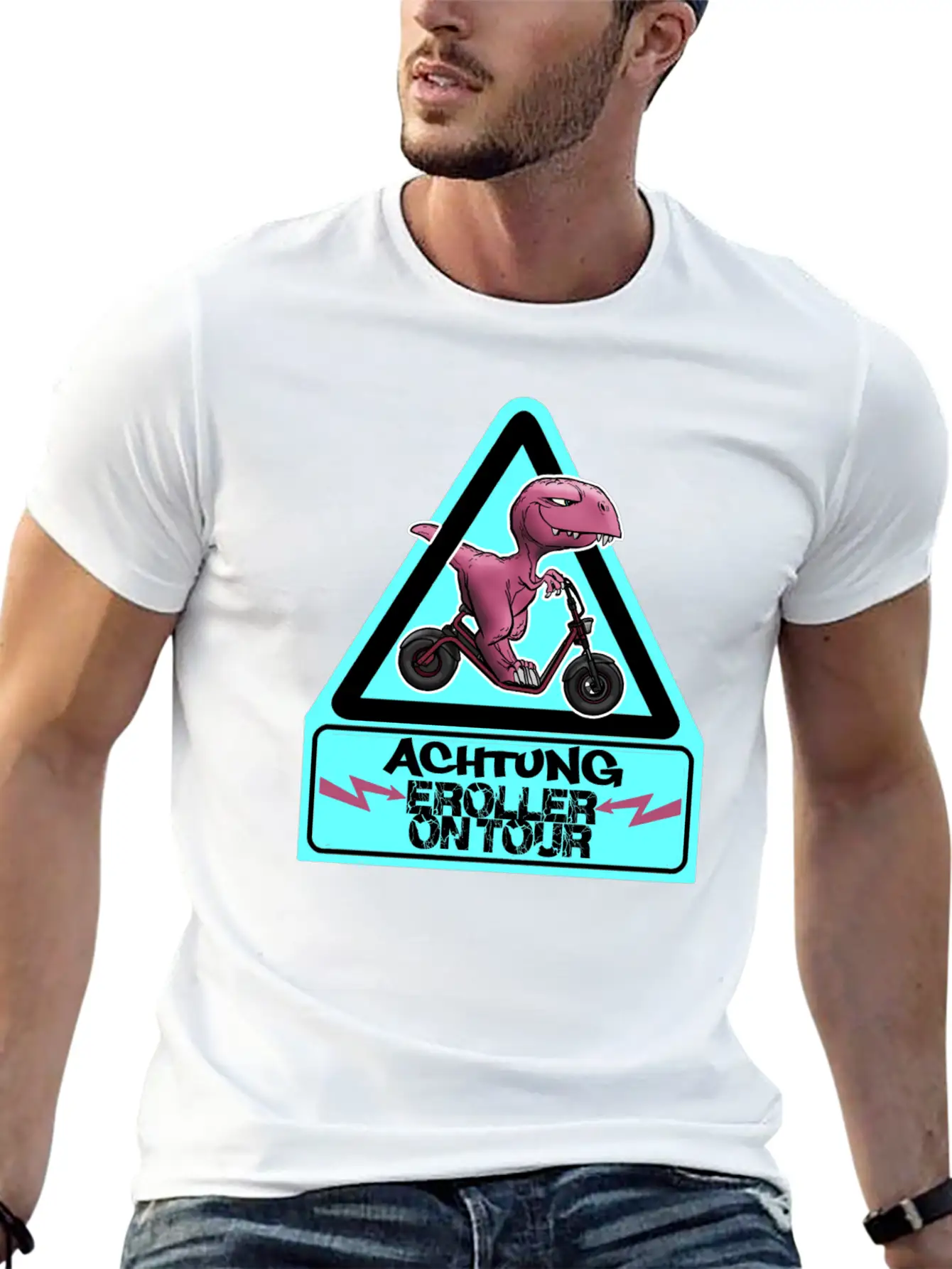 Achtung E-Scooter Dino On Tour Basic Graphic T-Shirt ¨C Daily Comfort In Soft Cotton
