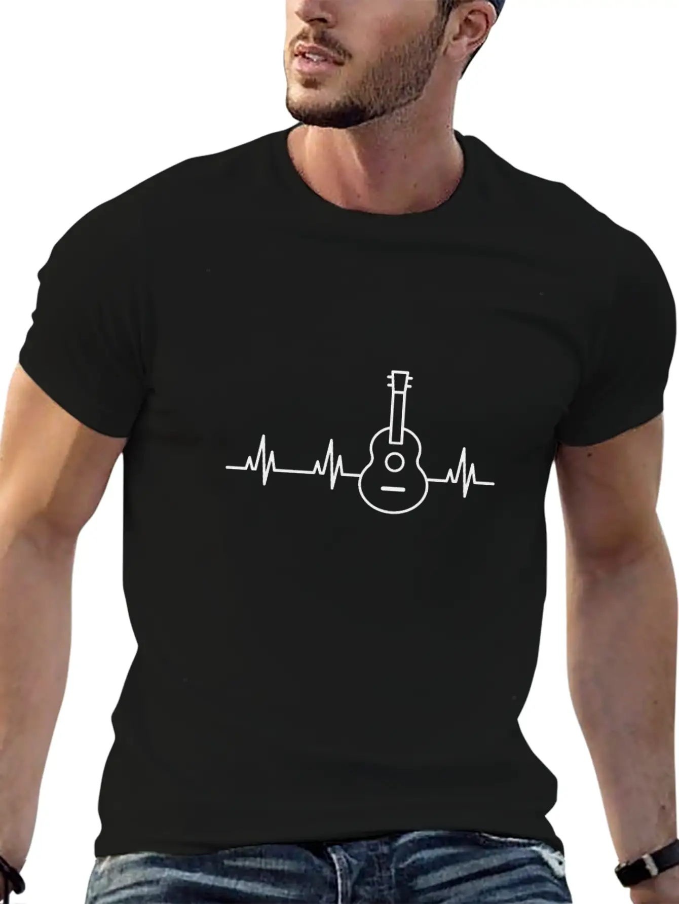 Acoustic Guitar Heartbeat Shirt Unisex Casual T-Shirt ¨C Clean Design For Daily Comfort