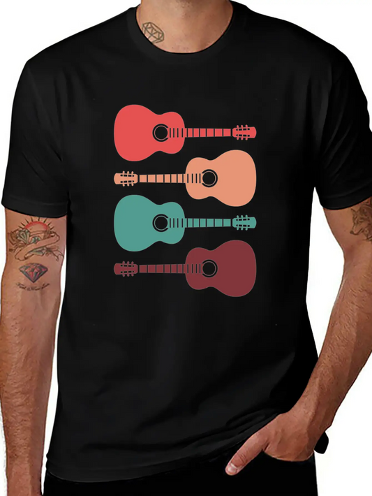 Acoustic Guitars Retro Vintage Unisex Casual T-Shirt ¨C Clean Design For Daily Comfort