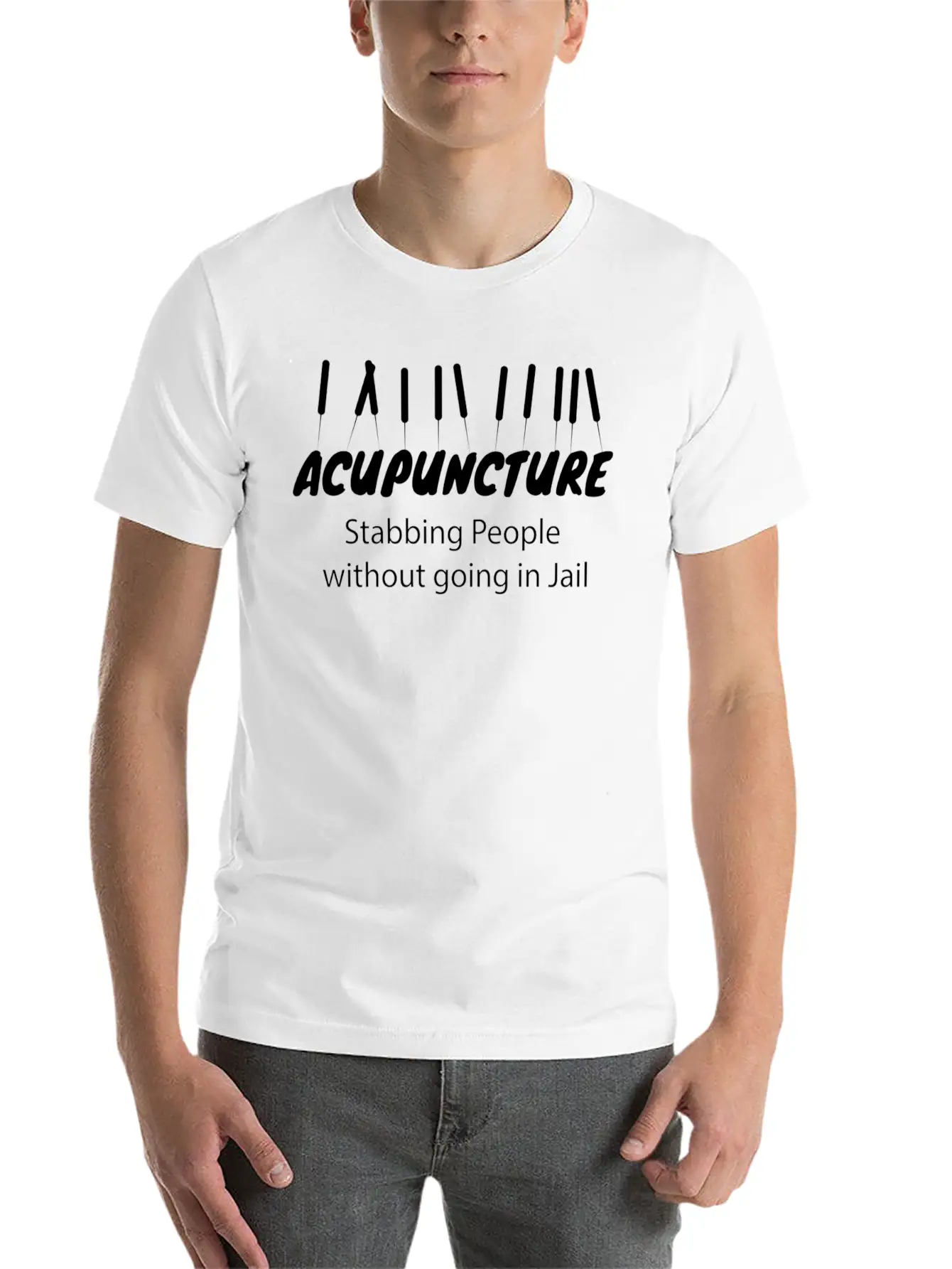 Acupuncture Needle Traditional Chinese Medicine Essential Cotton Tee For Daily Outfits ¨C Unisex Style